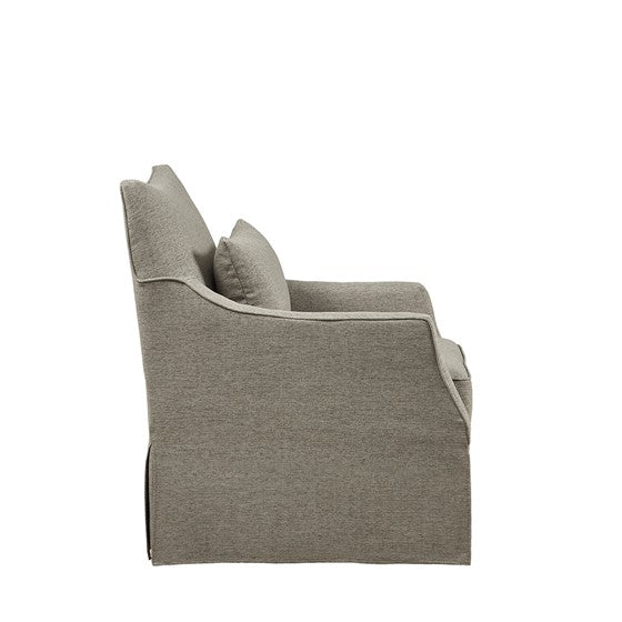 Upholstered Swivel Chair with Sloped Armrests and Back Pillow