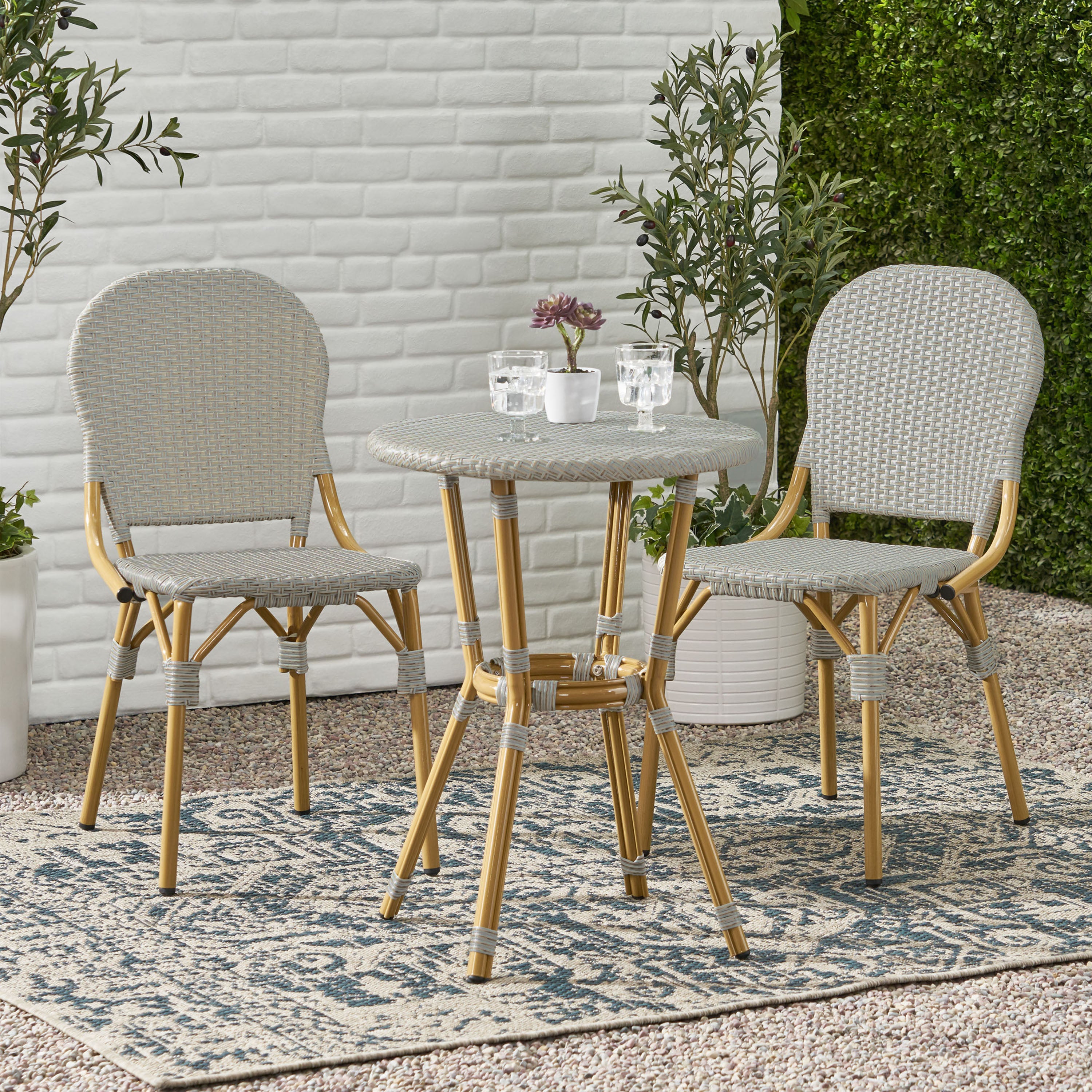 Eternity 3-Piece Bistro Set with 2 Armless Chairs and Round Table
