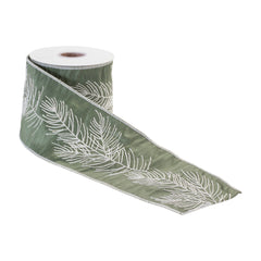 4" Green Pine Polyester Ribbon (Set of 2)