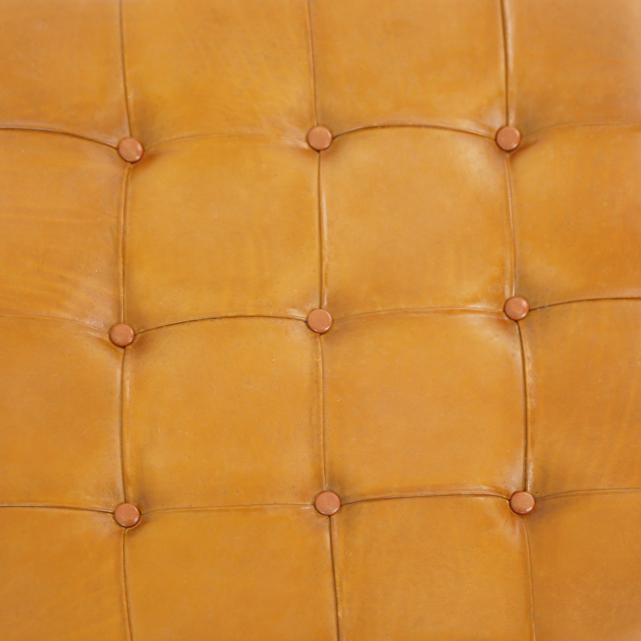 Benjiro Square Tan Leather Ottoman