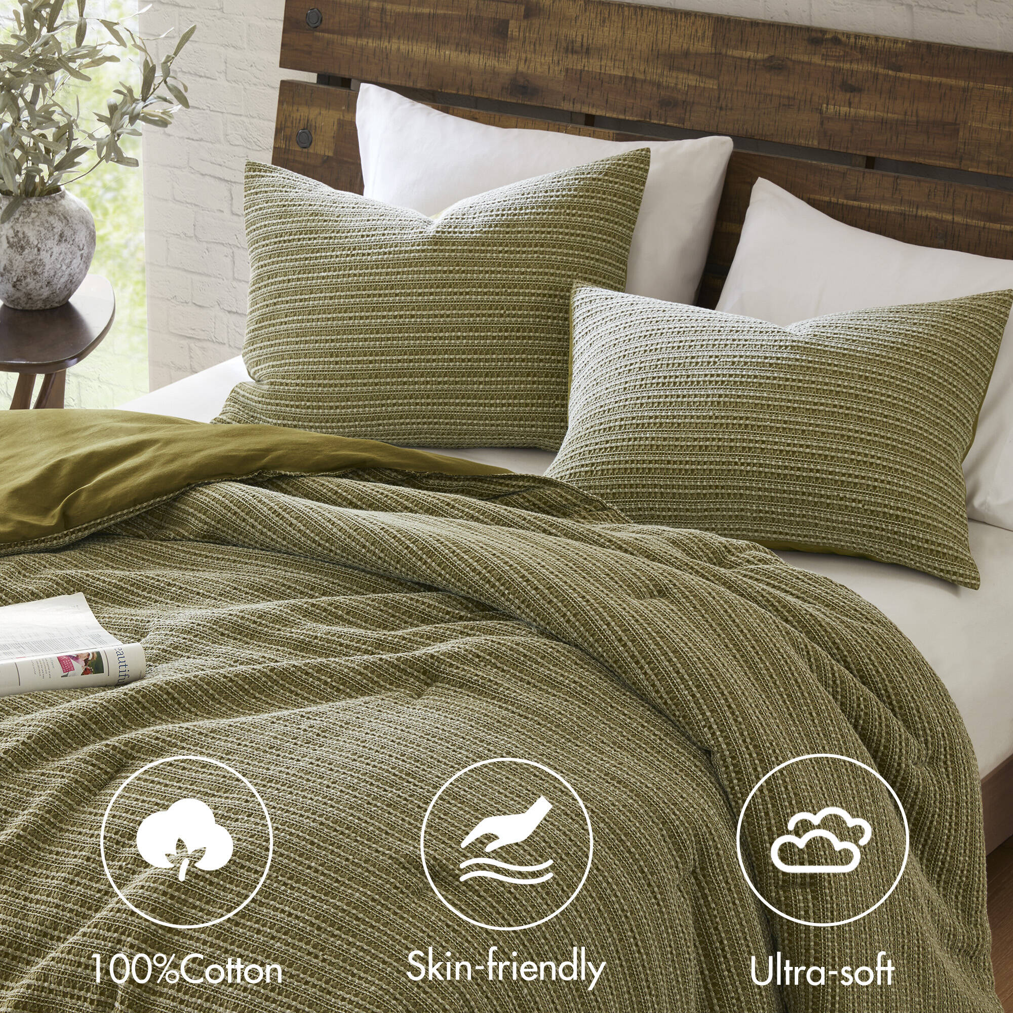 3P Piece Waffle Washed Comforter Set