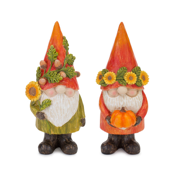Harvest Gnome Figurine with Pumpkin and Sunflower, Set of 4