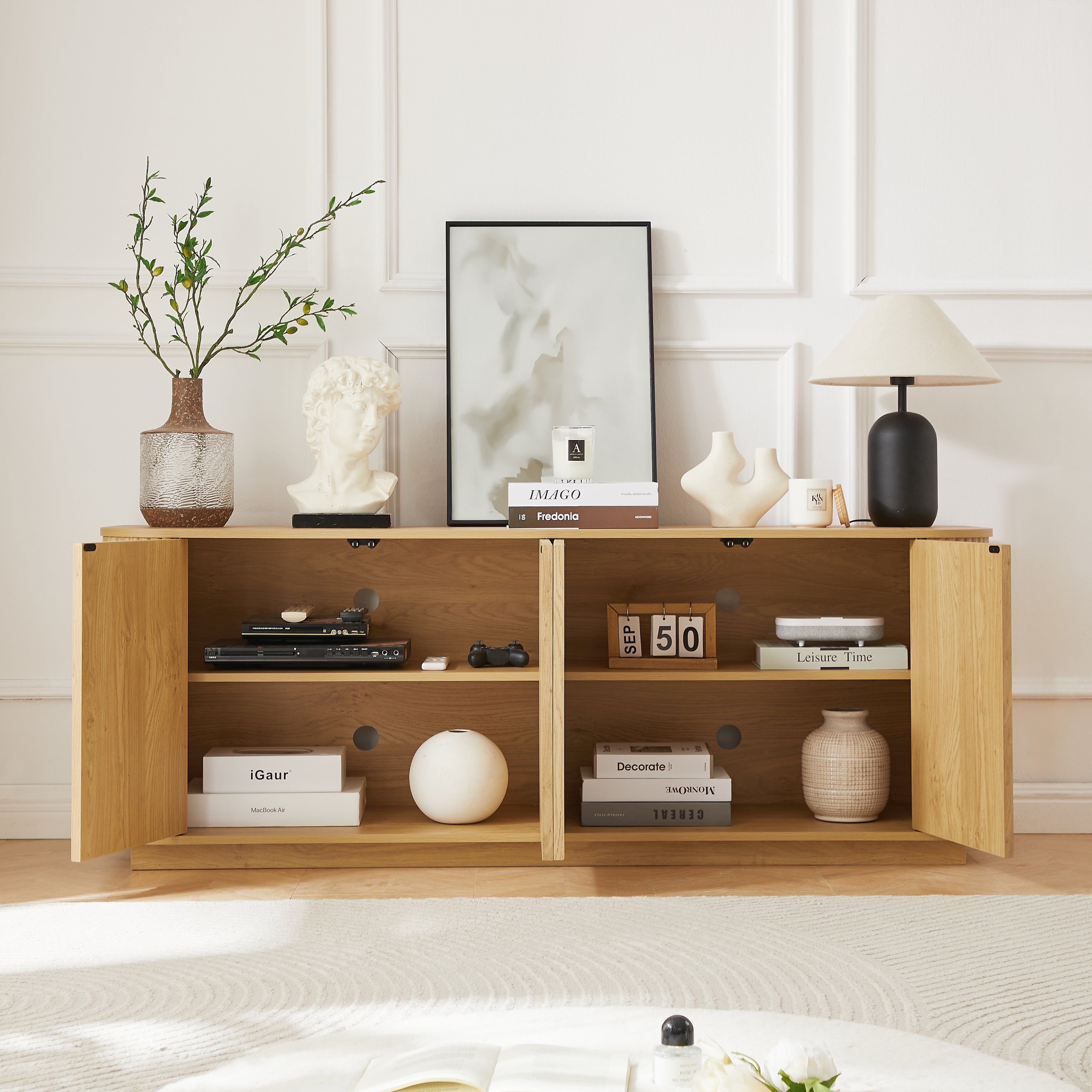 Modern Fluted Sideboard Storage Cabinet