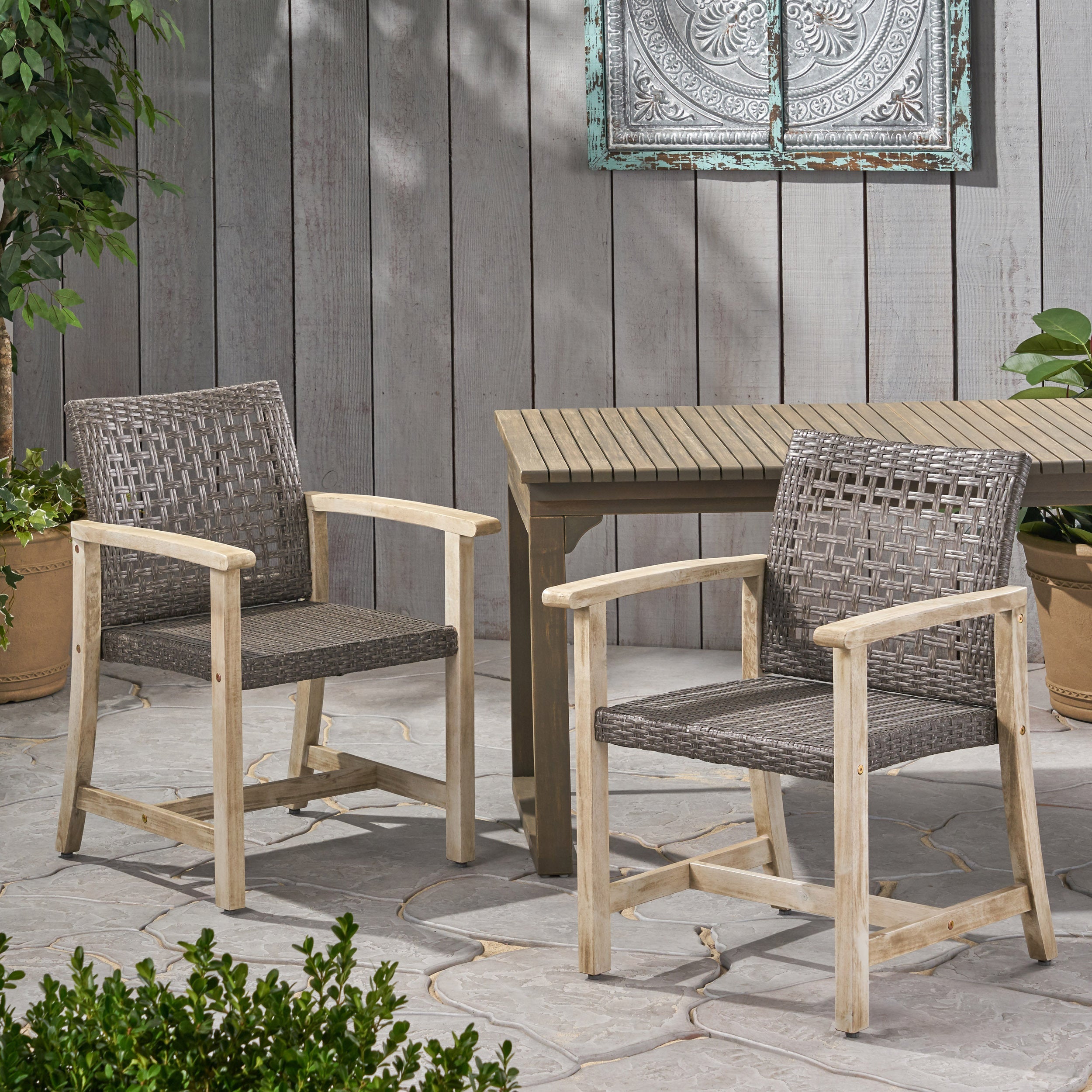 Hampton Outdoor Rattan Dining Chairs, Set of 2
