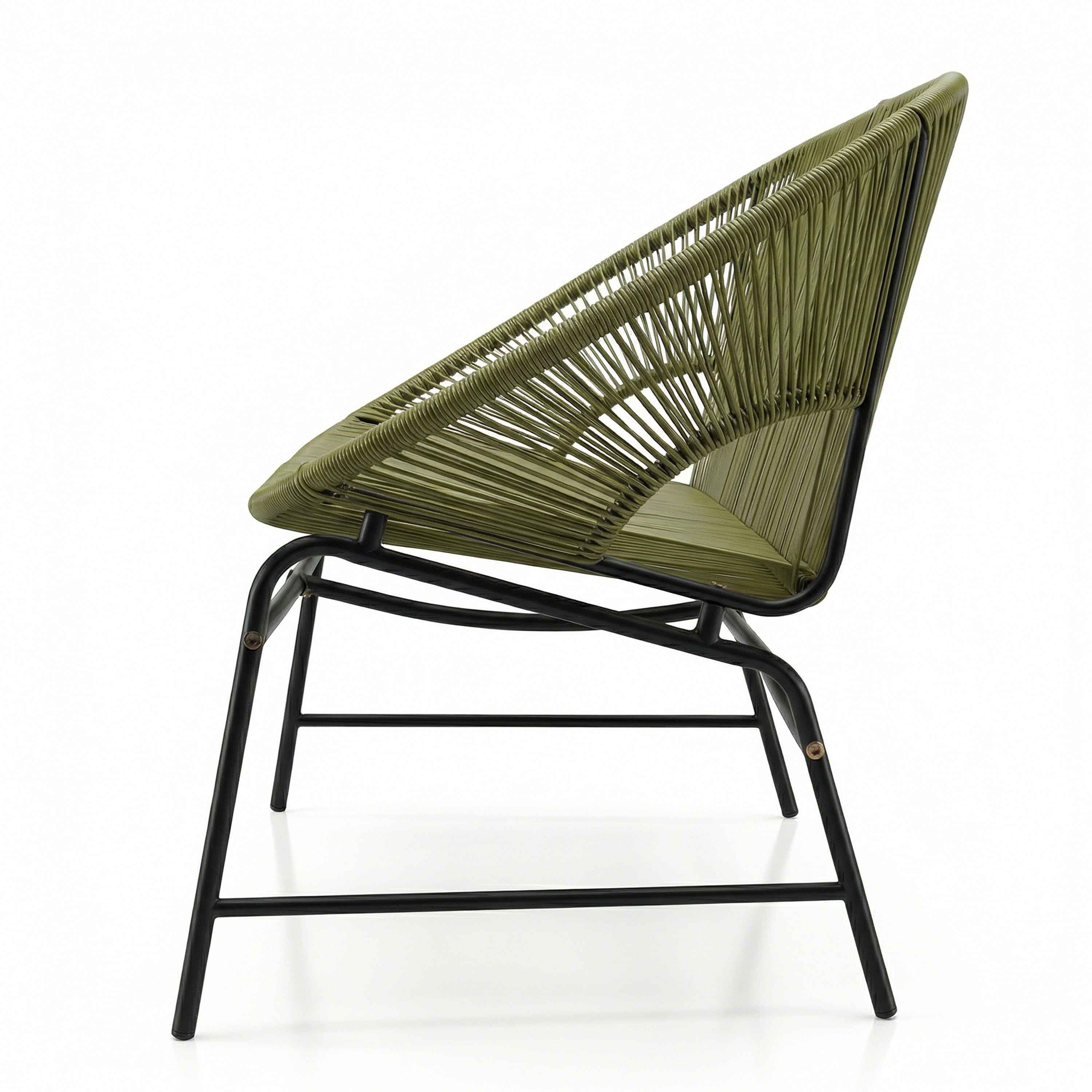 CONDESSA OUTDOOR PATIO WICKER LOVE SEAT, GREEN PE RATTAN & IRON FRAME, SET OF 1