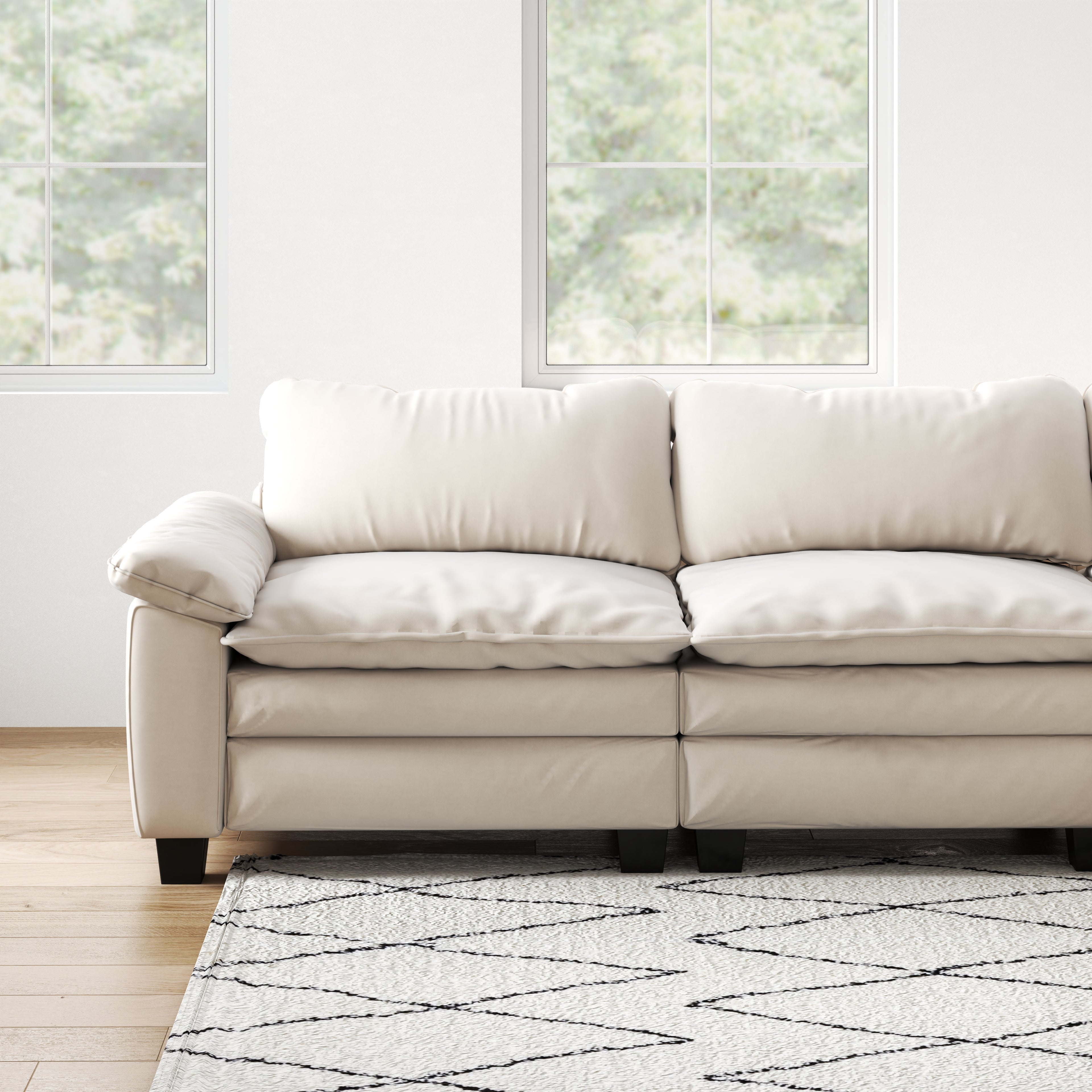 Luxury Soft Velevt Sectional Sofa with Ottoman