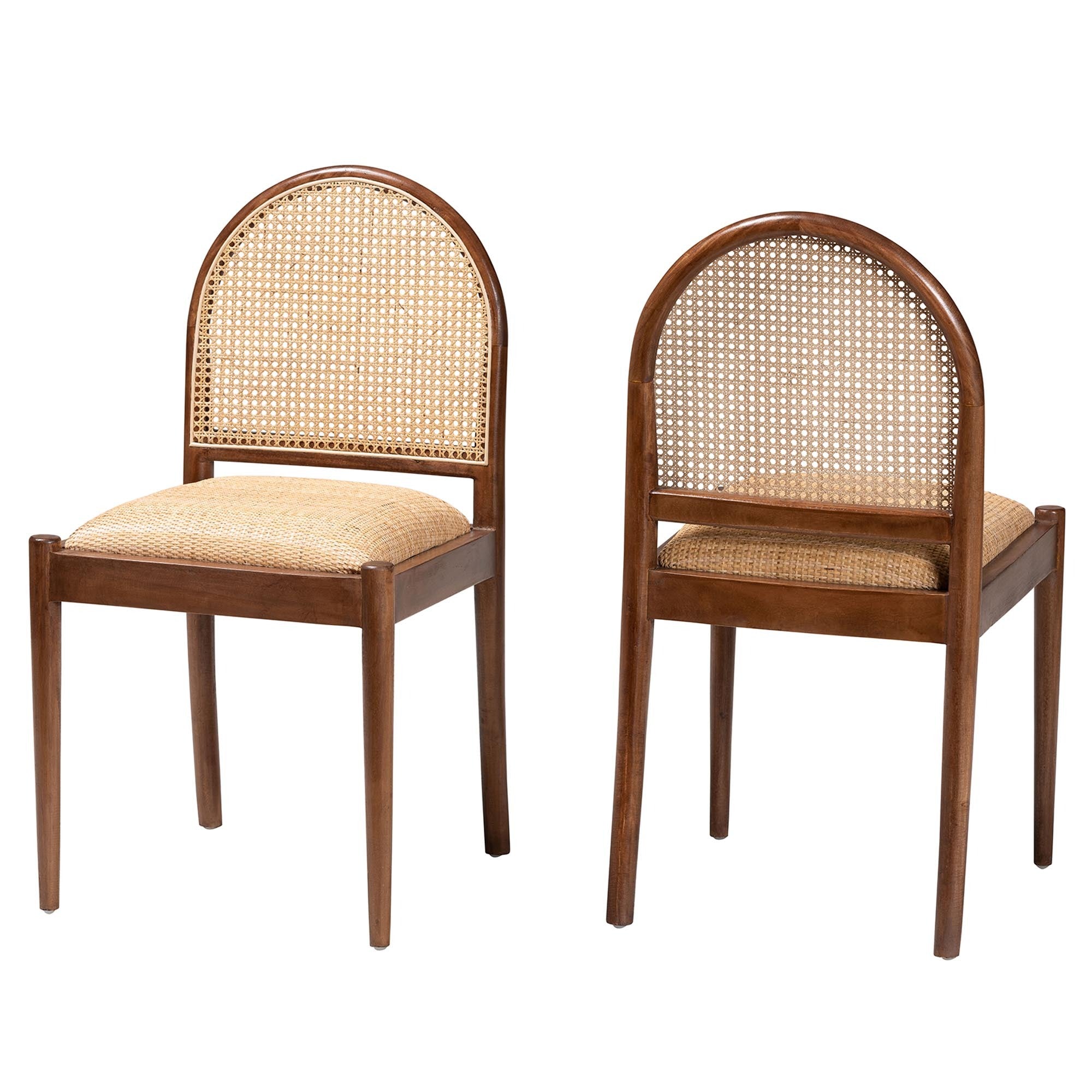 Mason Rattan and Acacia Wood 2-Piece Dining Chair Set