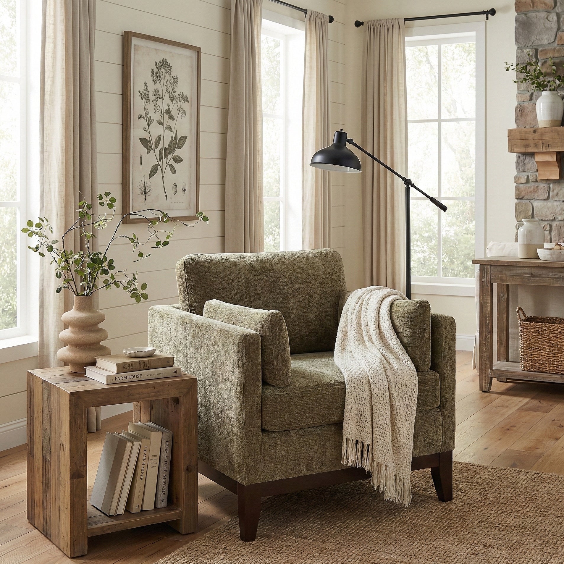 Chios Modern Arm Chair with Walnut Frame