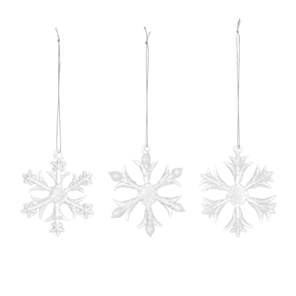Clear Glass  Snowflake Tree Ornament (Set of 6)