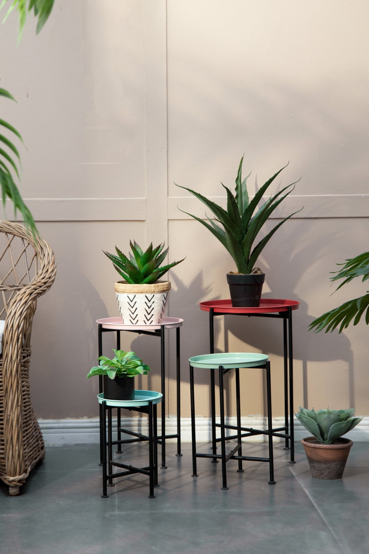 Multicolor Nesting Plant Stands, Set of 4