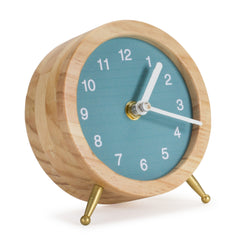 Wooden Desk Clock with Teal Blue Face 4.75"