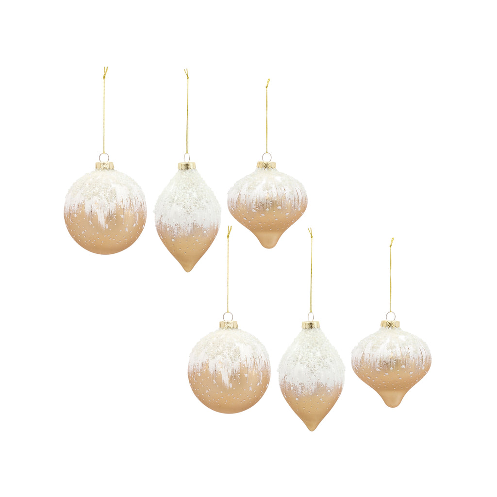 Beaded-Gold-Glass-Ornament-with-Snowy-Accent-(set-of-6)-Gold-Ornaments
