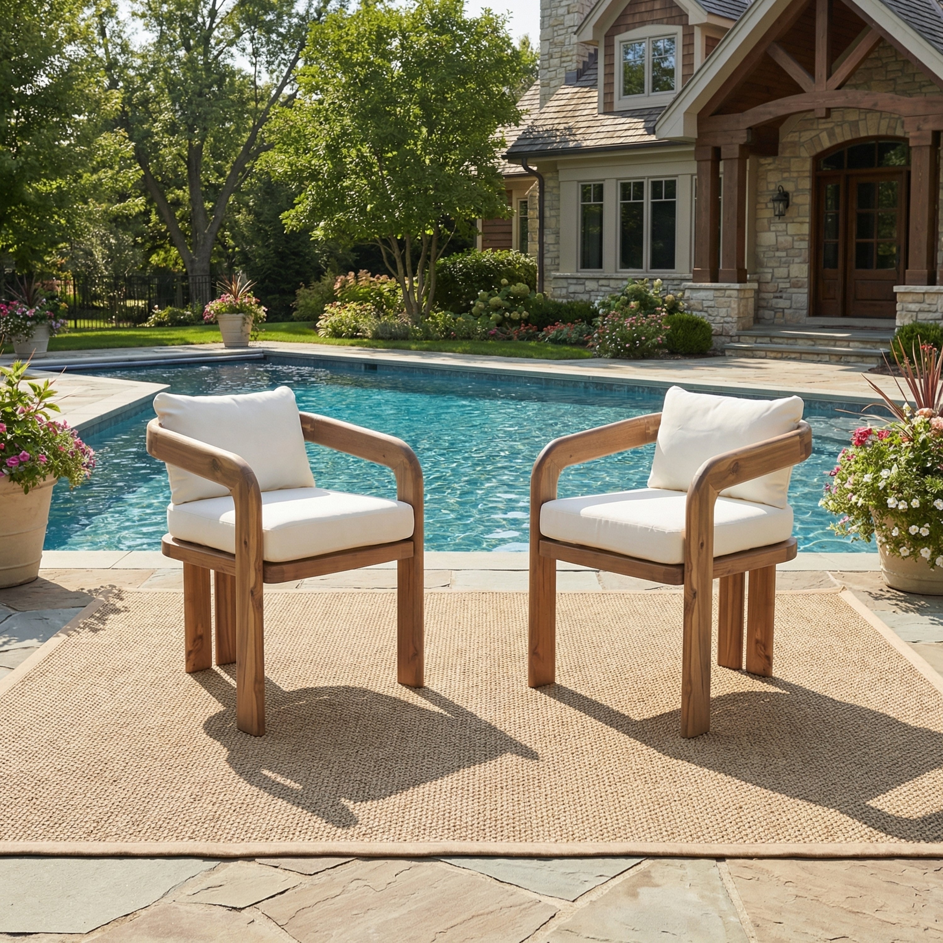 Kesden Outdoor Wood Dining Chair, Set of 2
