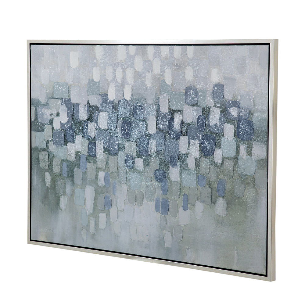 Landscape Gray and Silver Oil Painting in Frame