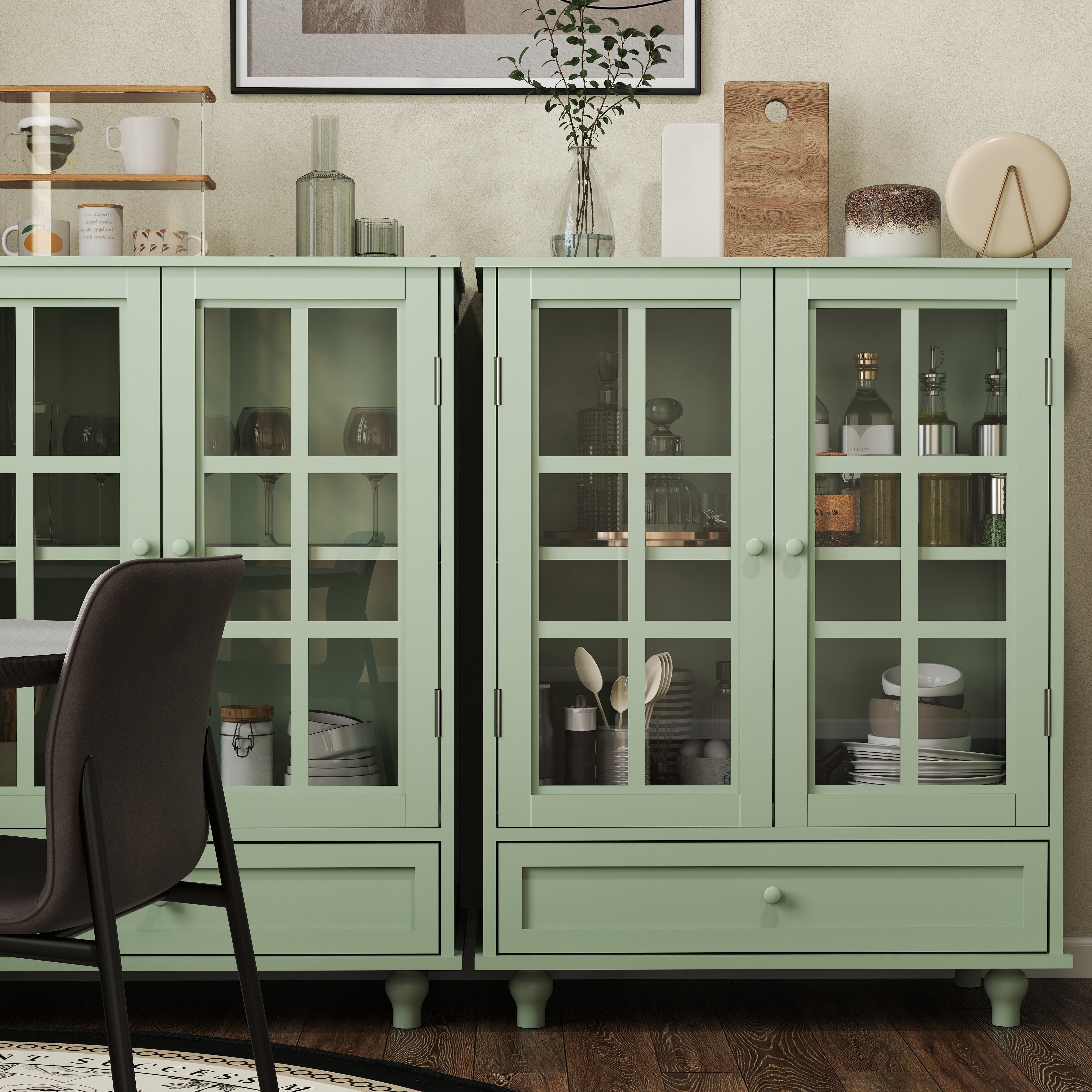 Double Glass Door Accent Cabinet