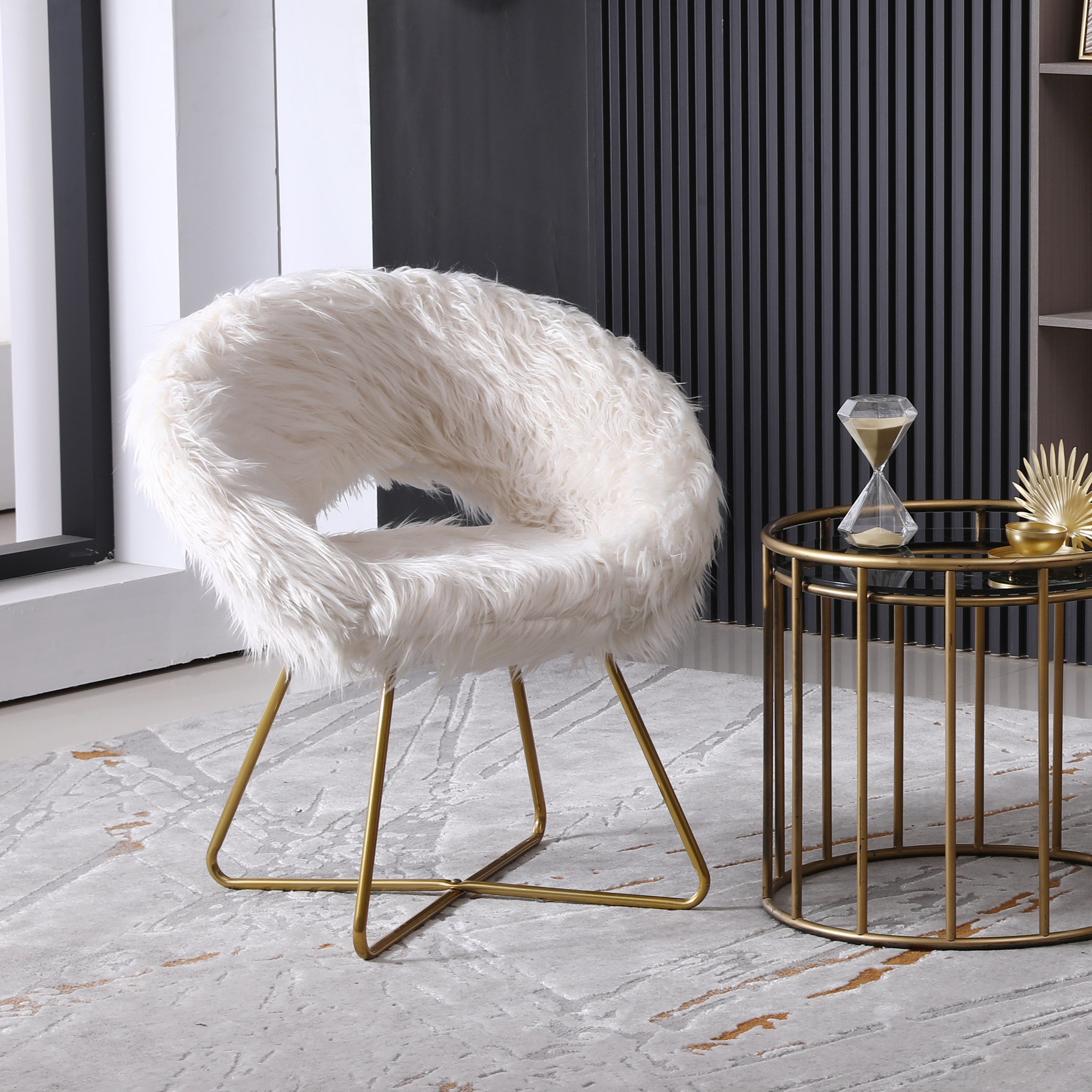 Slatina Faux Fur Upholstered Accent Chair