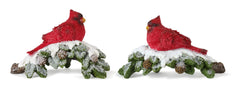 Perched Cardinal Bird on Snowy Pine Branch (Set of 4)