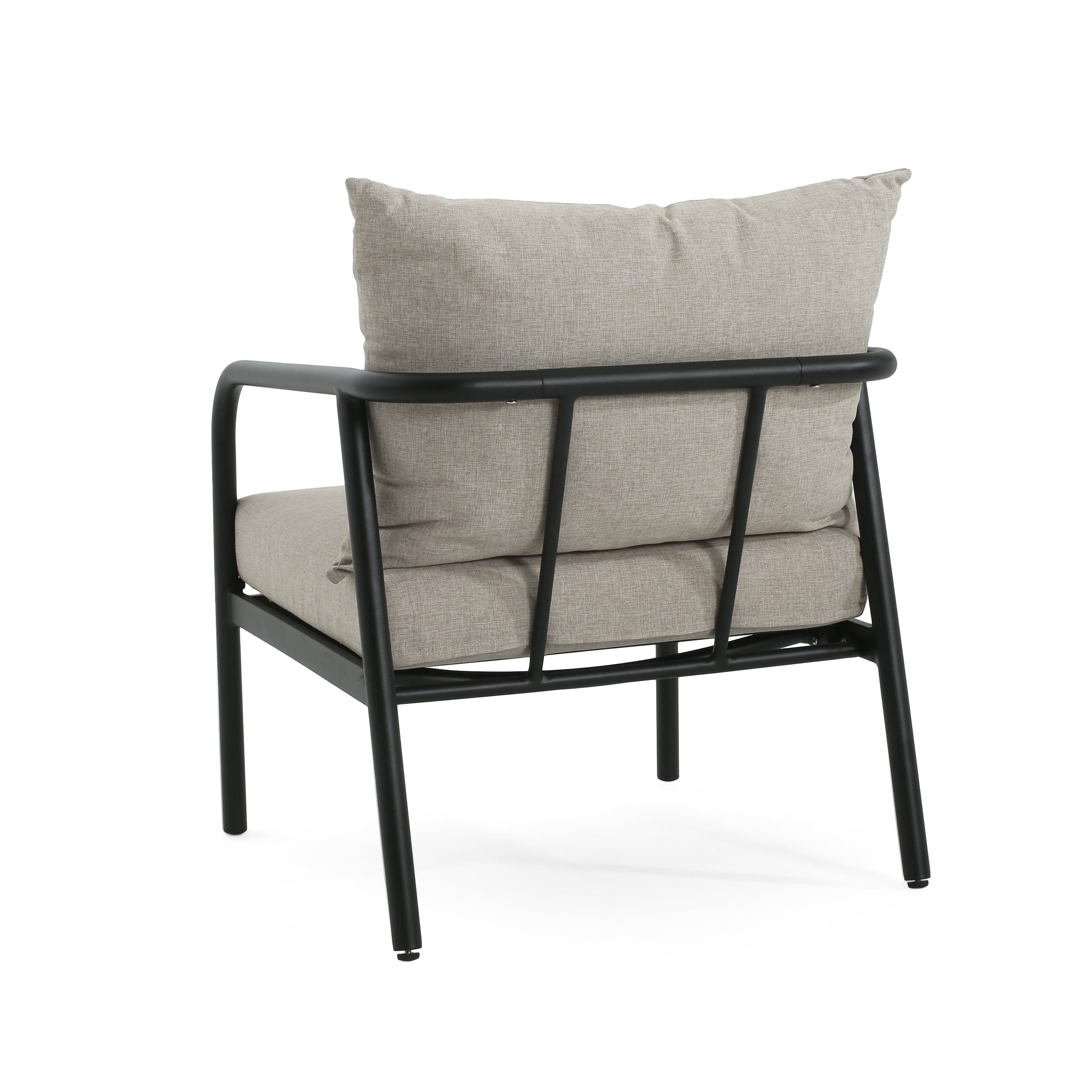 Outdoor Club Chair with Aluminum Frame, Padded Seat and back Cushions, Set of 2