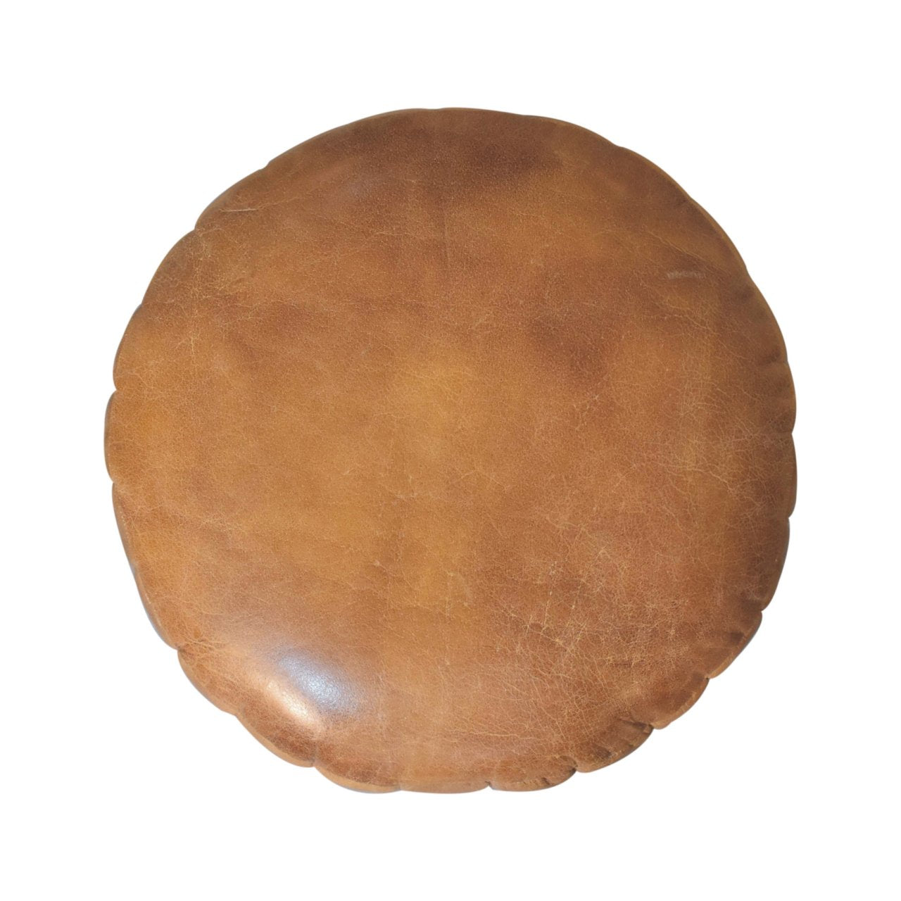 Solid Wood Buffalo Leather Boucle Footstool