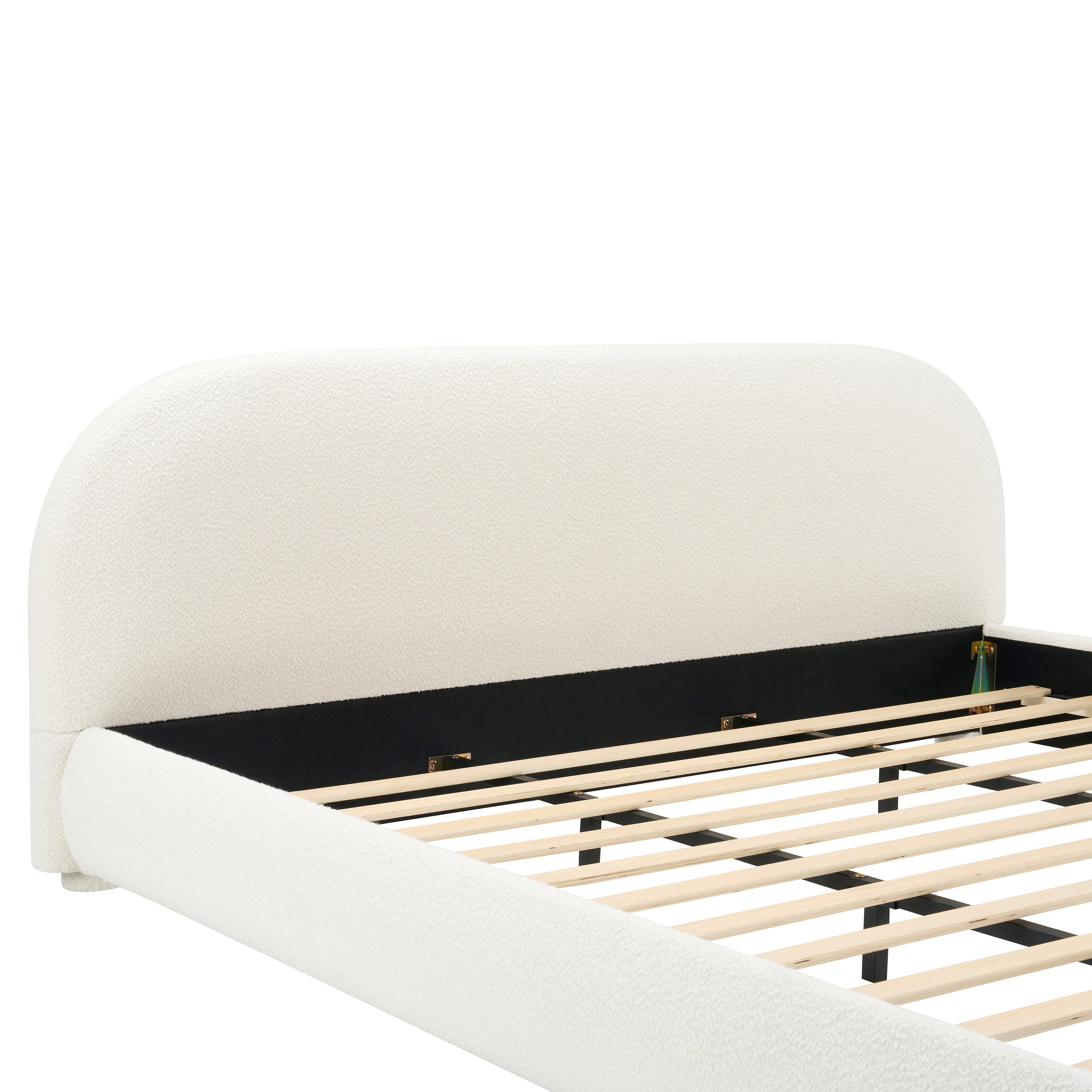 Modern Bed Frame with Upholstered Curved Headboard