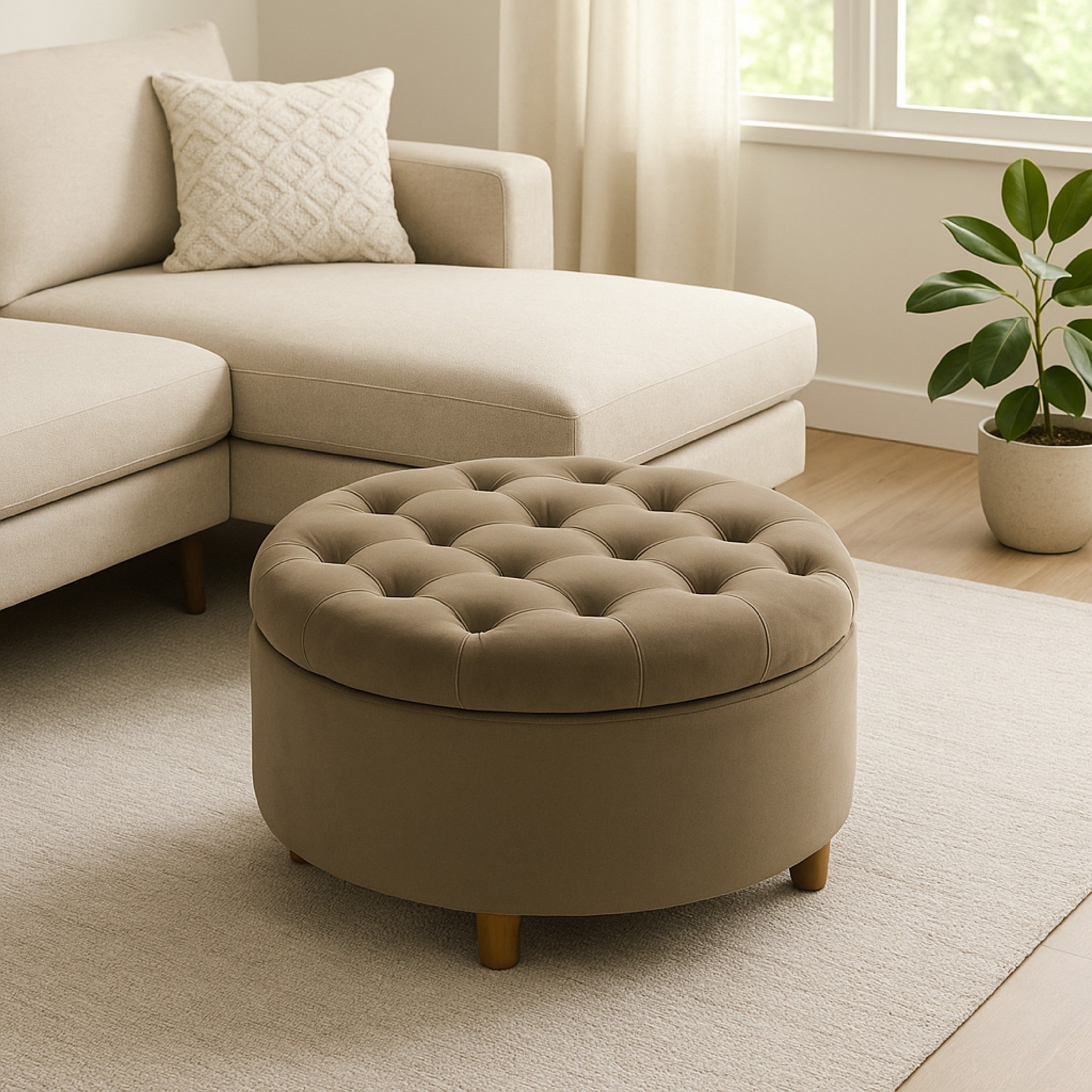 Jo 28" Round Storage Ottoman