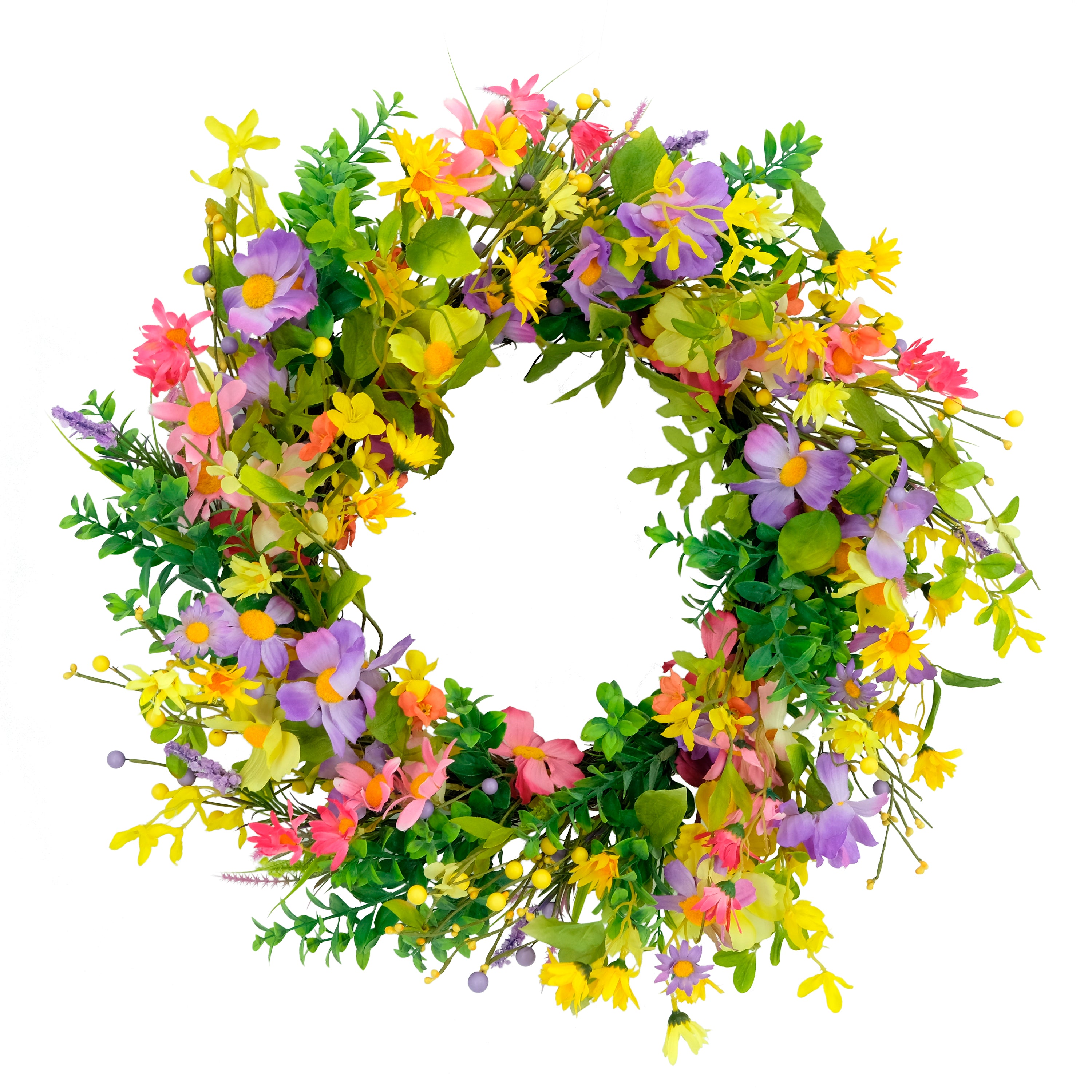 24" Artificial Daisy Floral Spring Door Wreath
