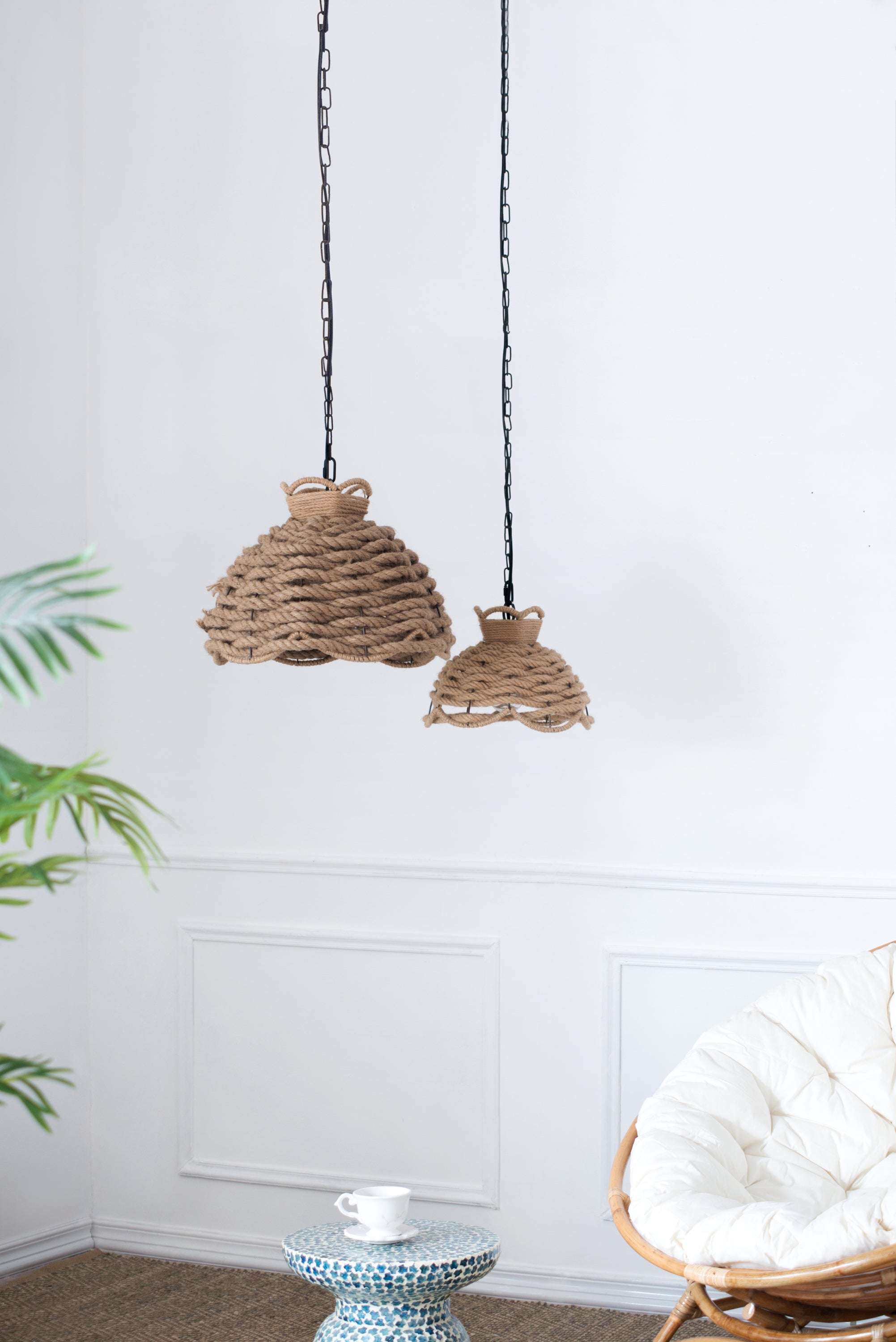 Rope Woven Chandeliers, Set of 2