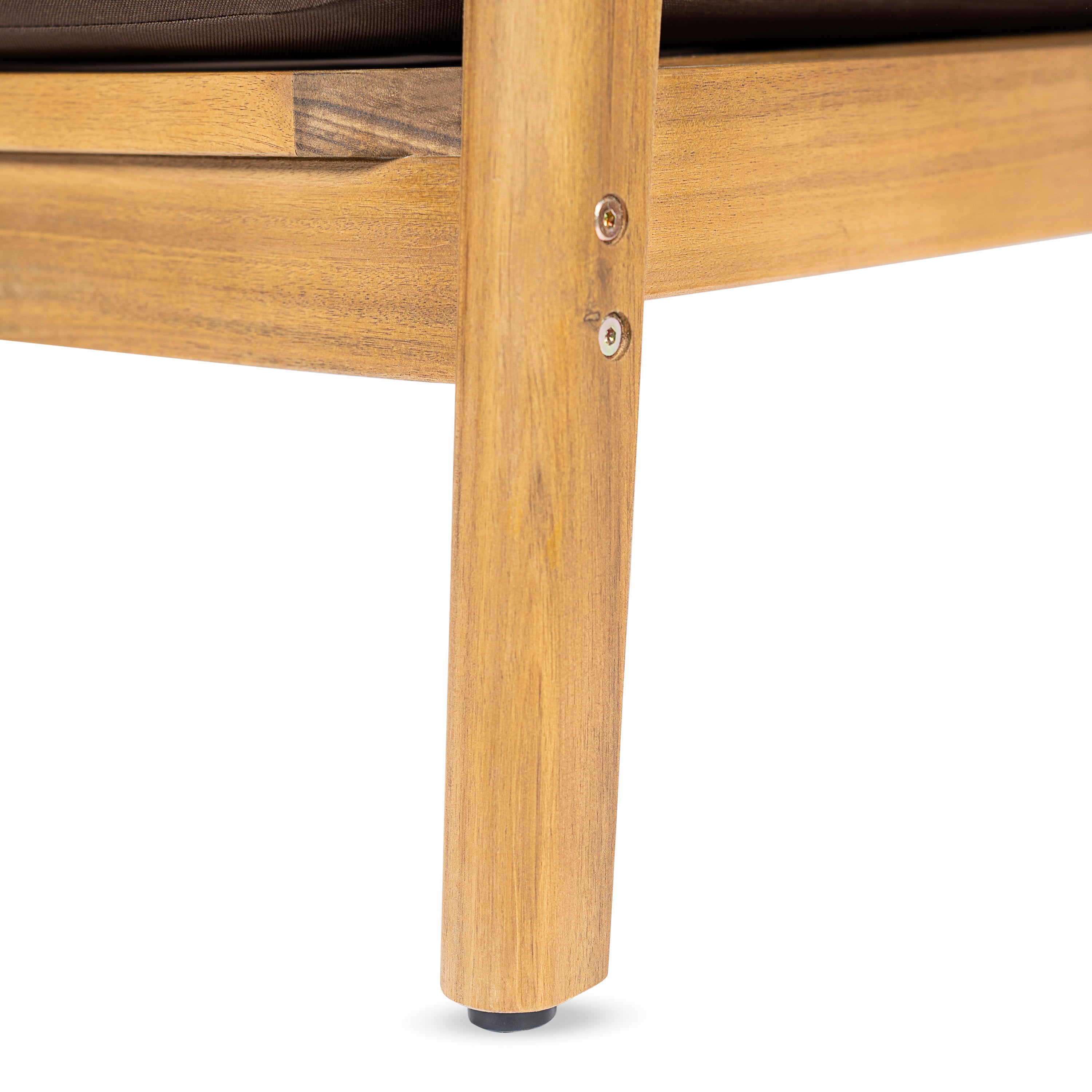 Outdoor Club Chair, Acacia Wood Frame with Rope Back Detail, Water-Repellent Beige Cushions