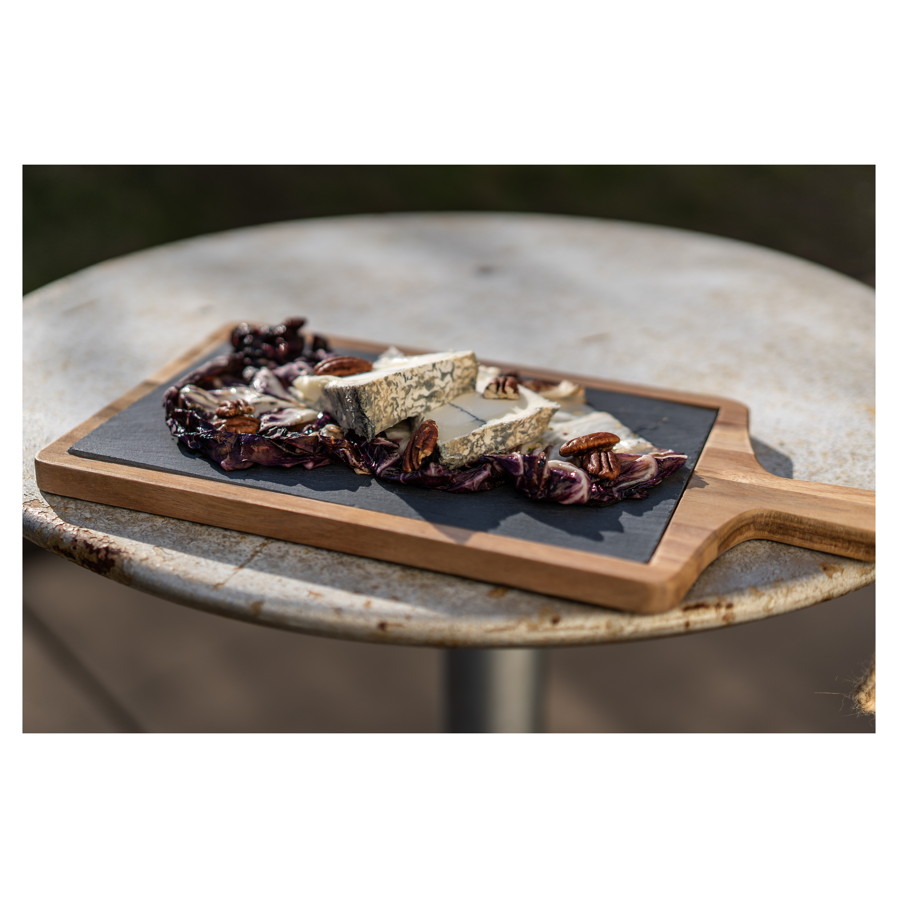 Rectangular Set of 3 Slate and Wood Serving Boards