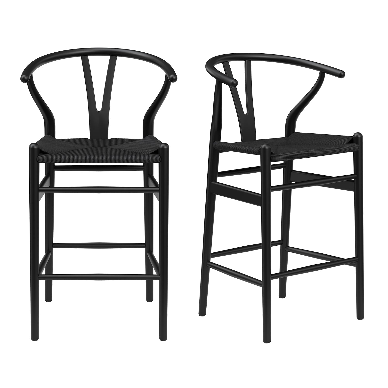 Wishbone Counter Height Barstool with Woven Seat