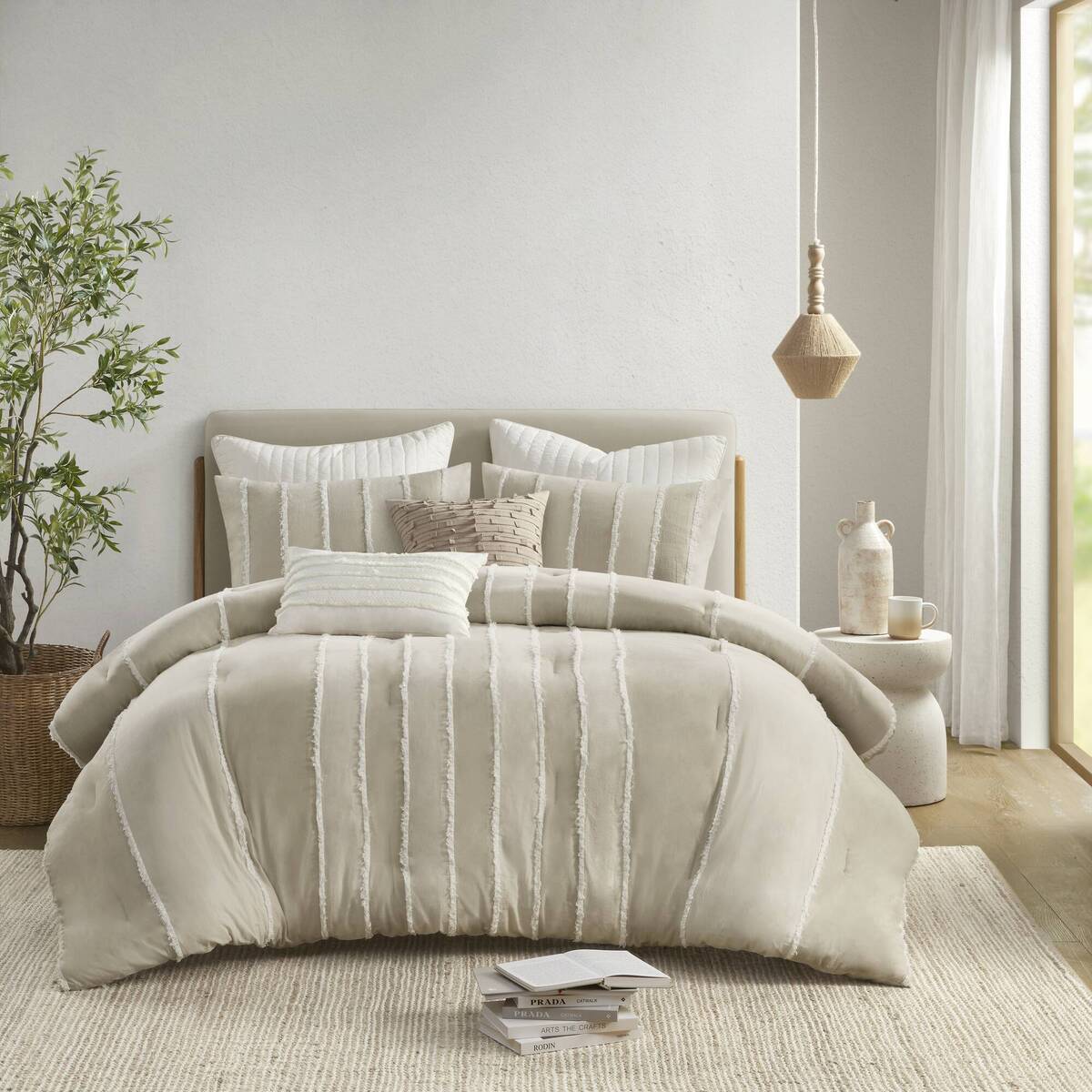 3-Piece Striped Cotton Comforter Set