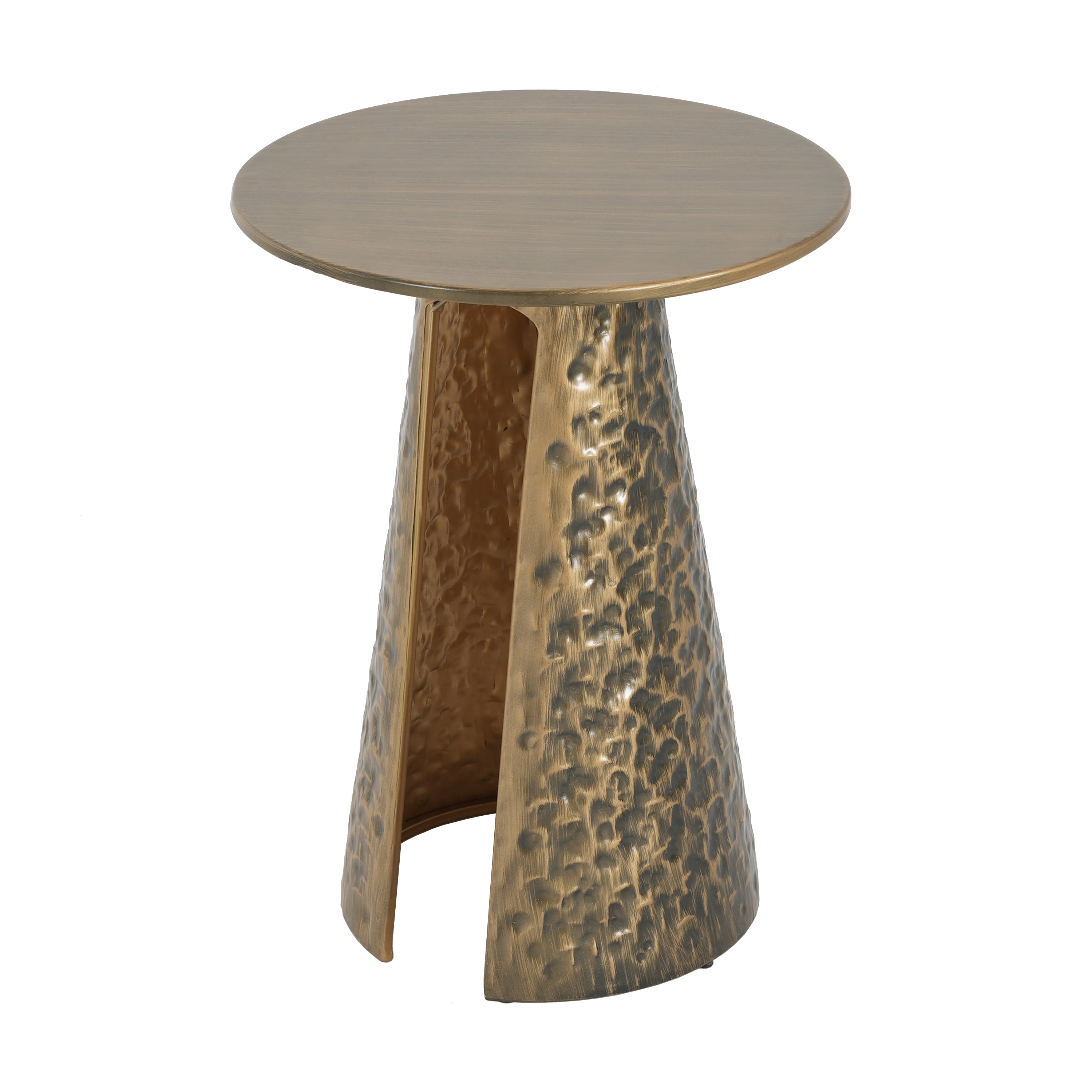 Hand-Hammered Metal Accent Side Table
