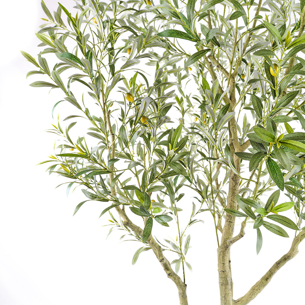 Close up of CG Hunter Faux Olive Tree Handpainted Stems and Trunk in a modern planter