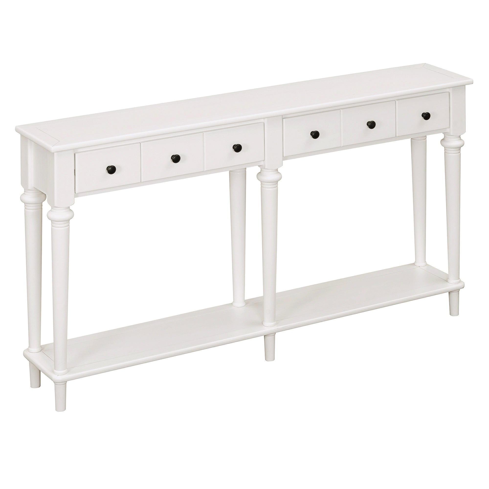 Console Table with 4 Drawers and Open Shelf