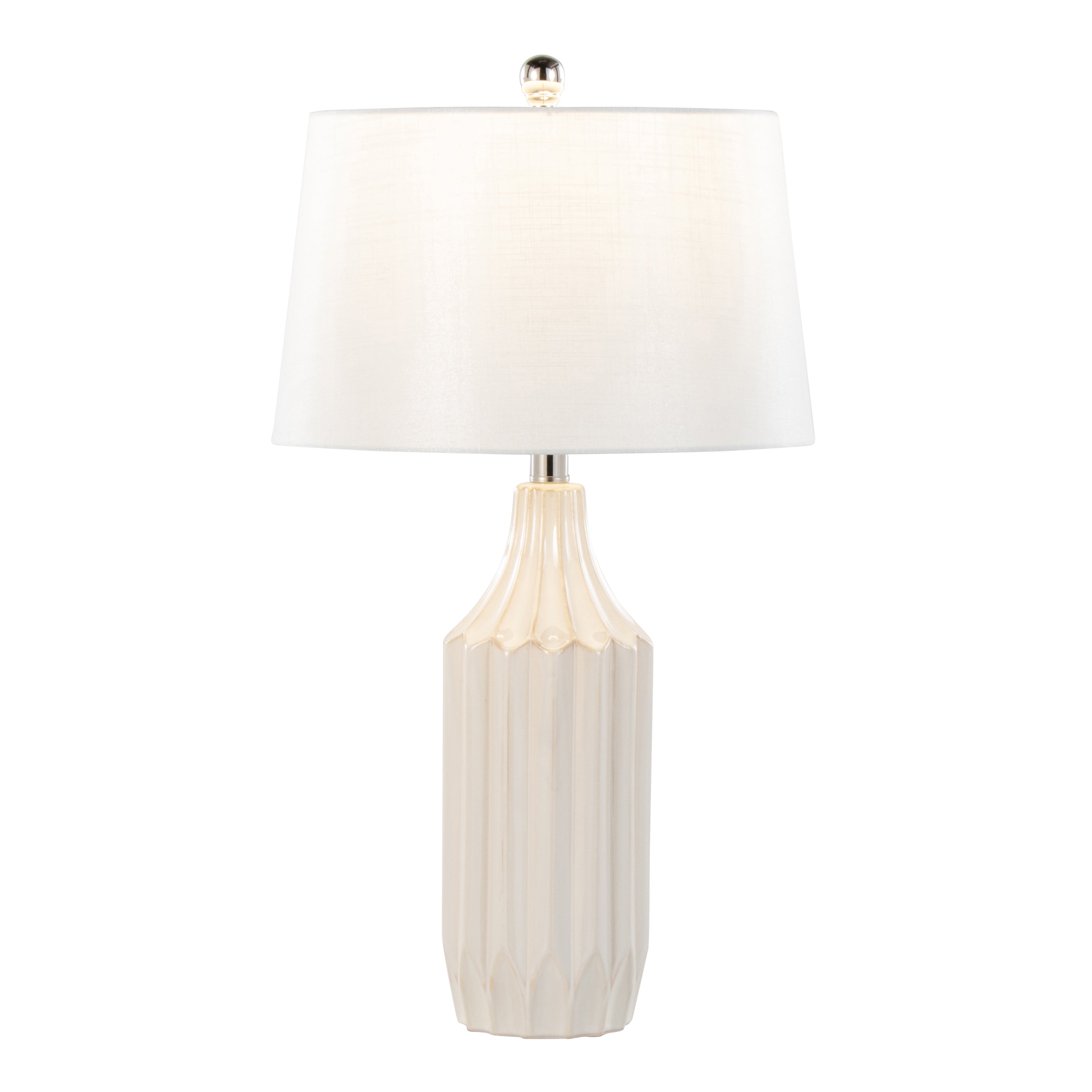 23" Table Lamp with Gloss Ceramic Base and Linen Shade