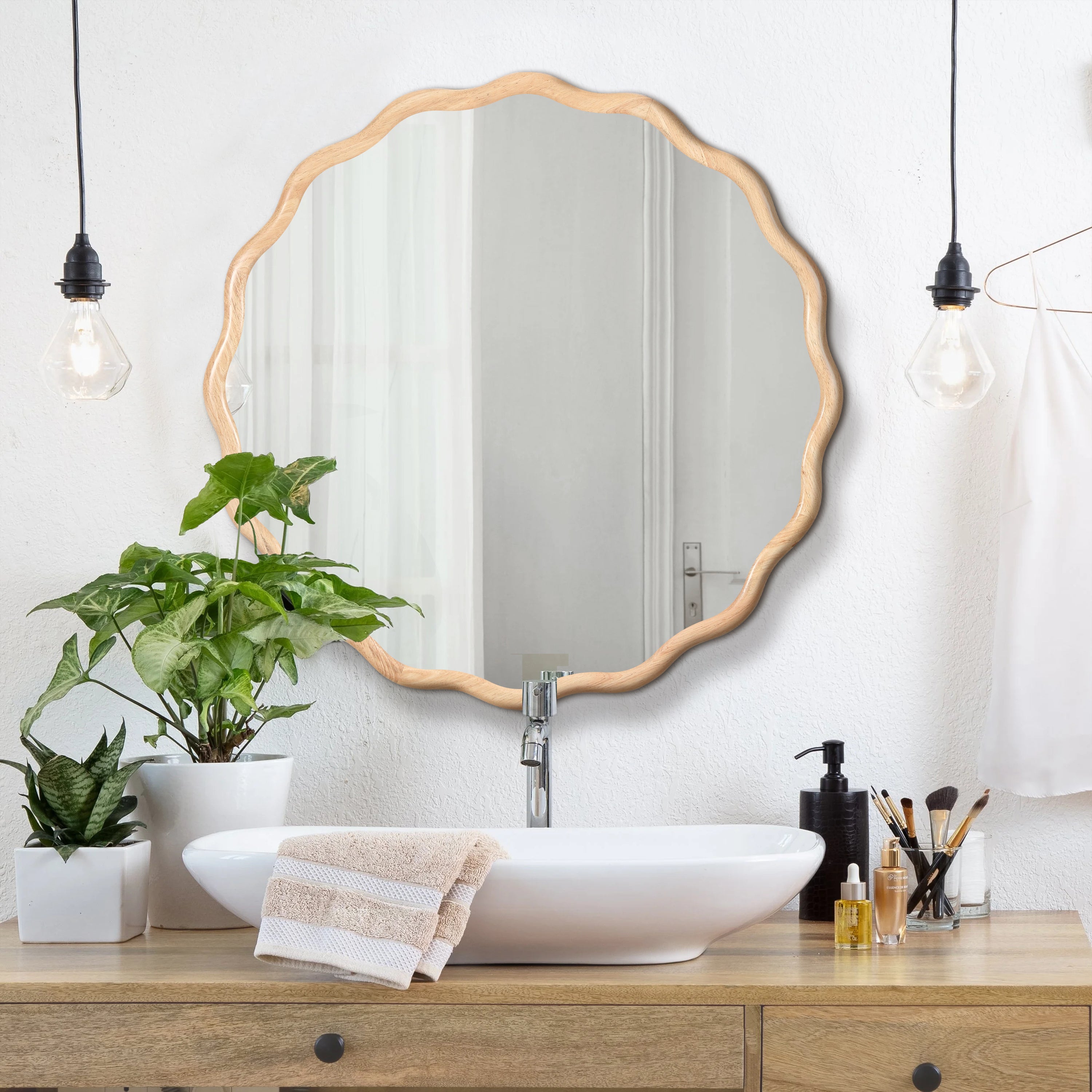 Solid Wood Modern Wall Mirror