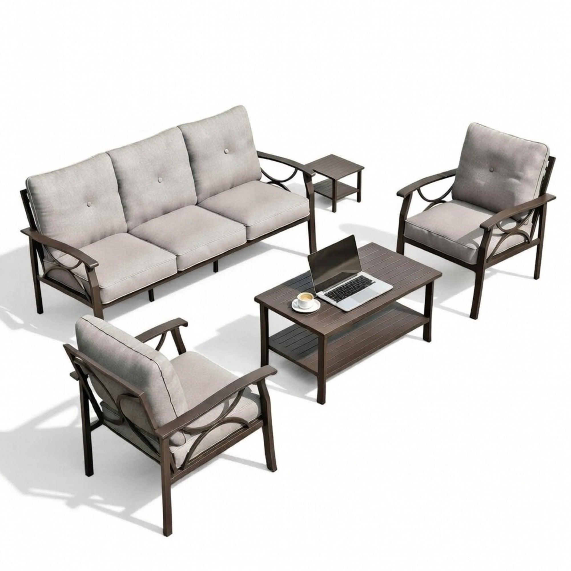 Marisol 5 Piece Metal Patio Furniture Set with 3 Seater Sofa