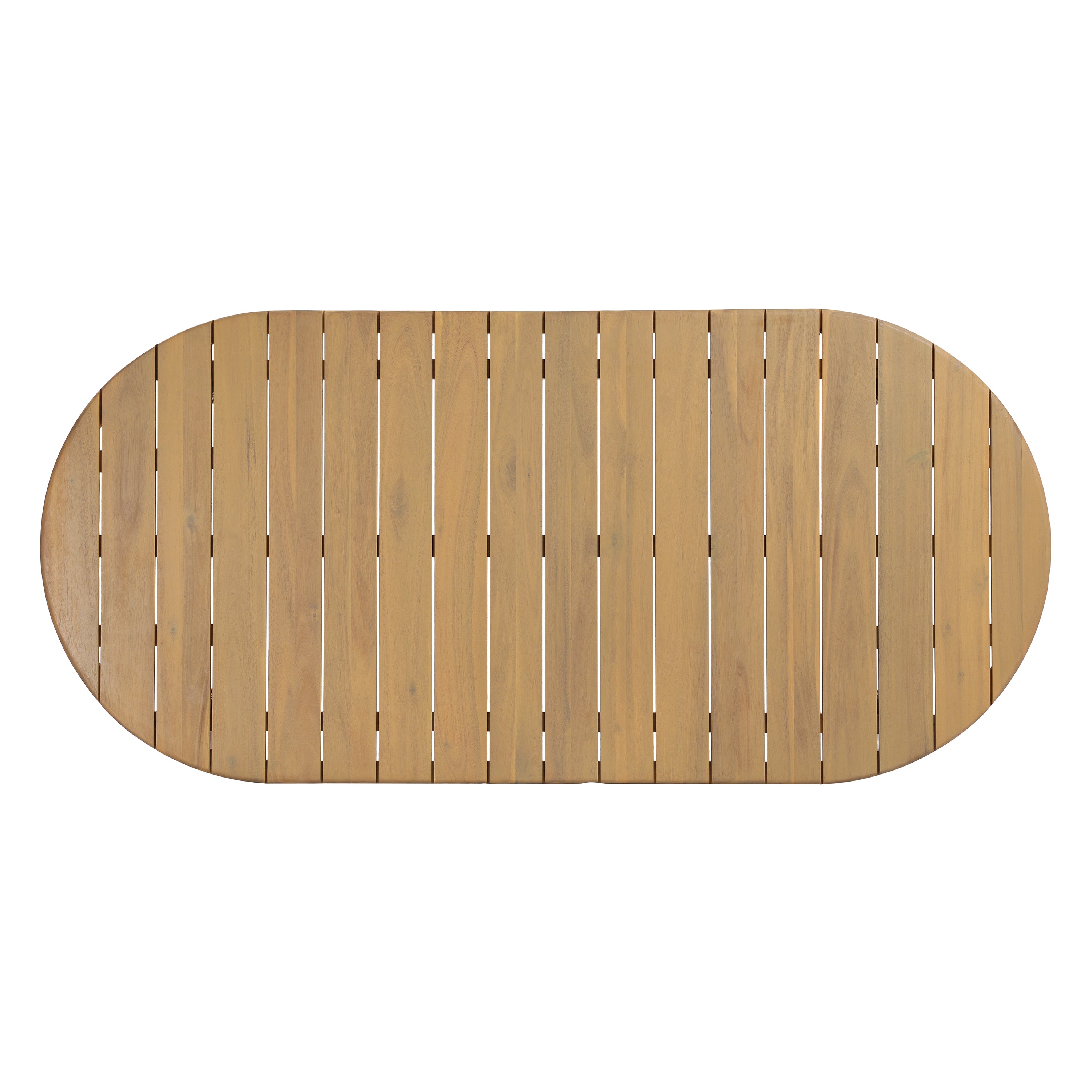 Woodside Oval Outdoor Dining Table with Light Teak Finish