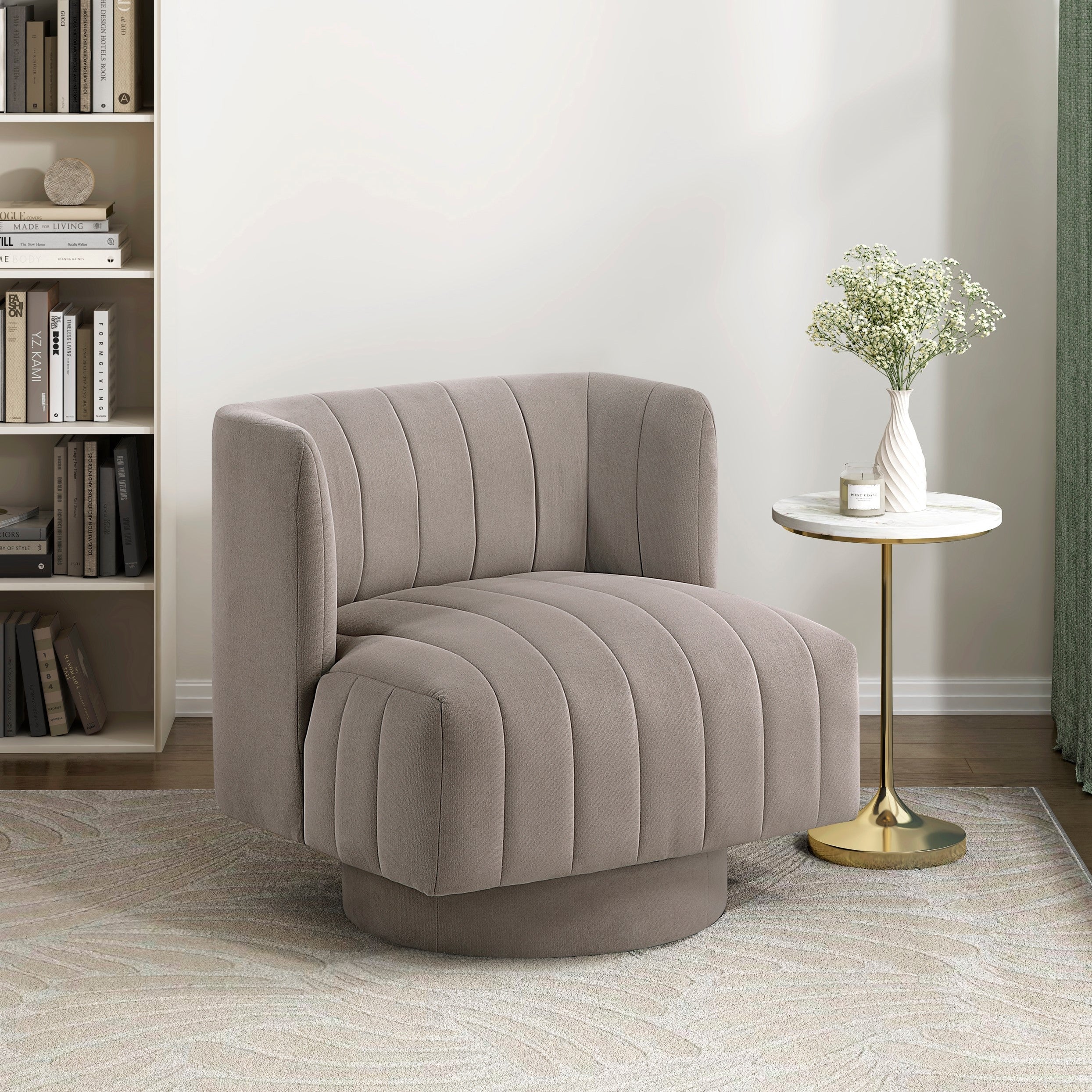 Modern Swivel Chair Upholstered Comfort Aqua Blue Fabric Stylish Living Room Furniture 1pc Accent Chair Contemporary Design Barrel Back