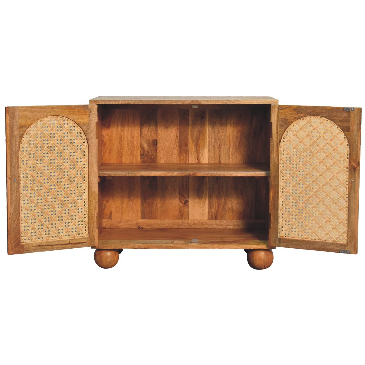 Cabinet with 2 Arch Woven Front Doors and Ball Feet - Cabinets