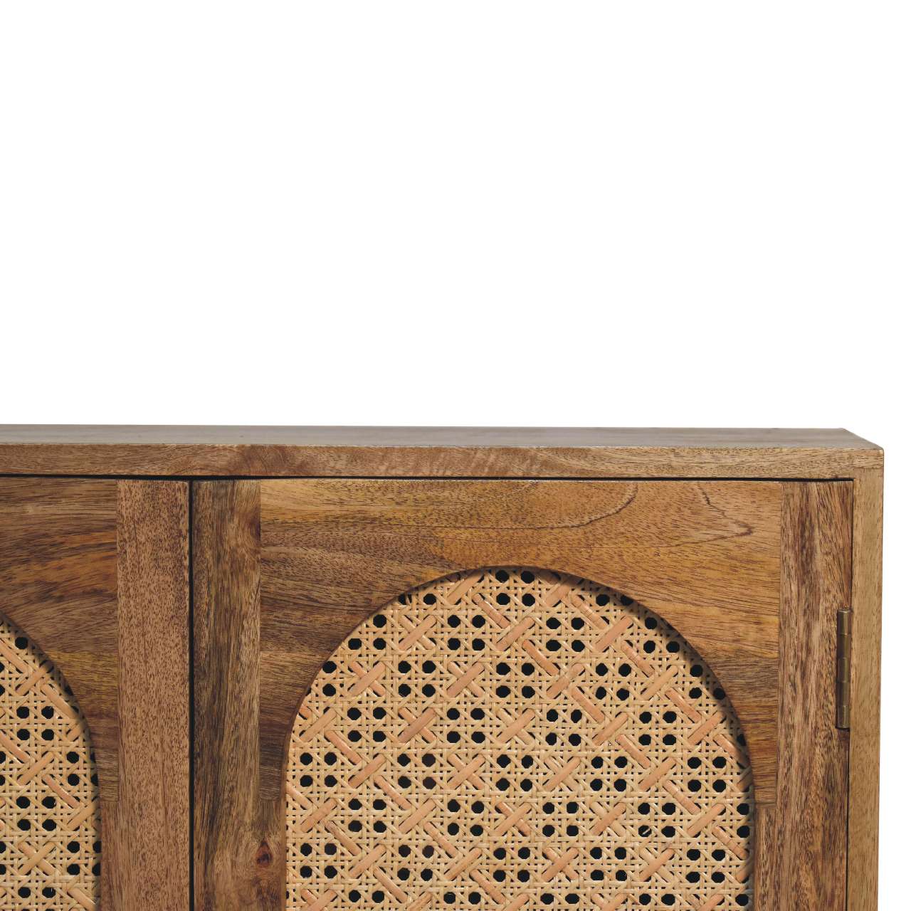 Cabinet with 2 Arch Woven Front Doors and Ball Feet - Cabinets
