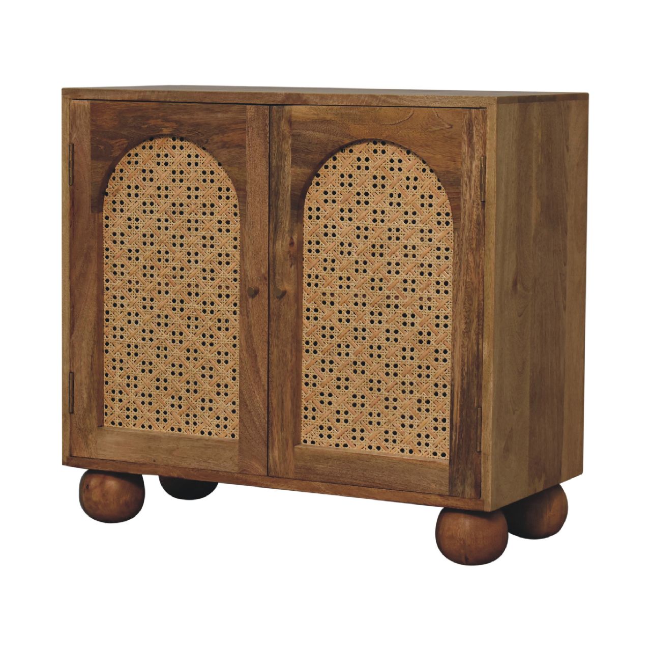 Cabinet with 2 Arch Woven Front Doors and Ball Feet - Cabinets