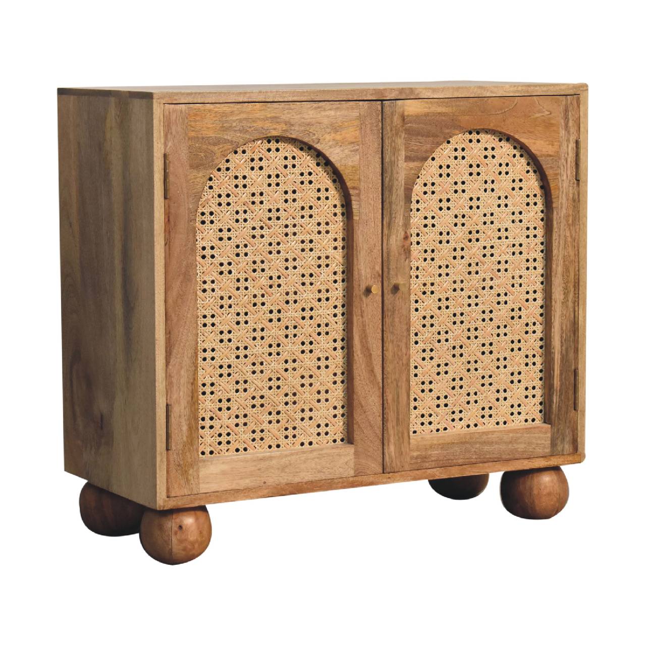 Cabinet with 2 Arch Woven Front Doors and Ball Feet - Cabinets