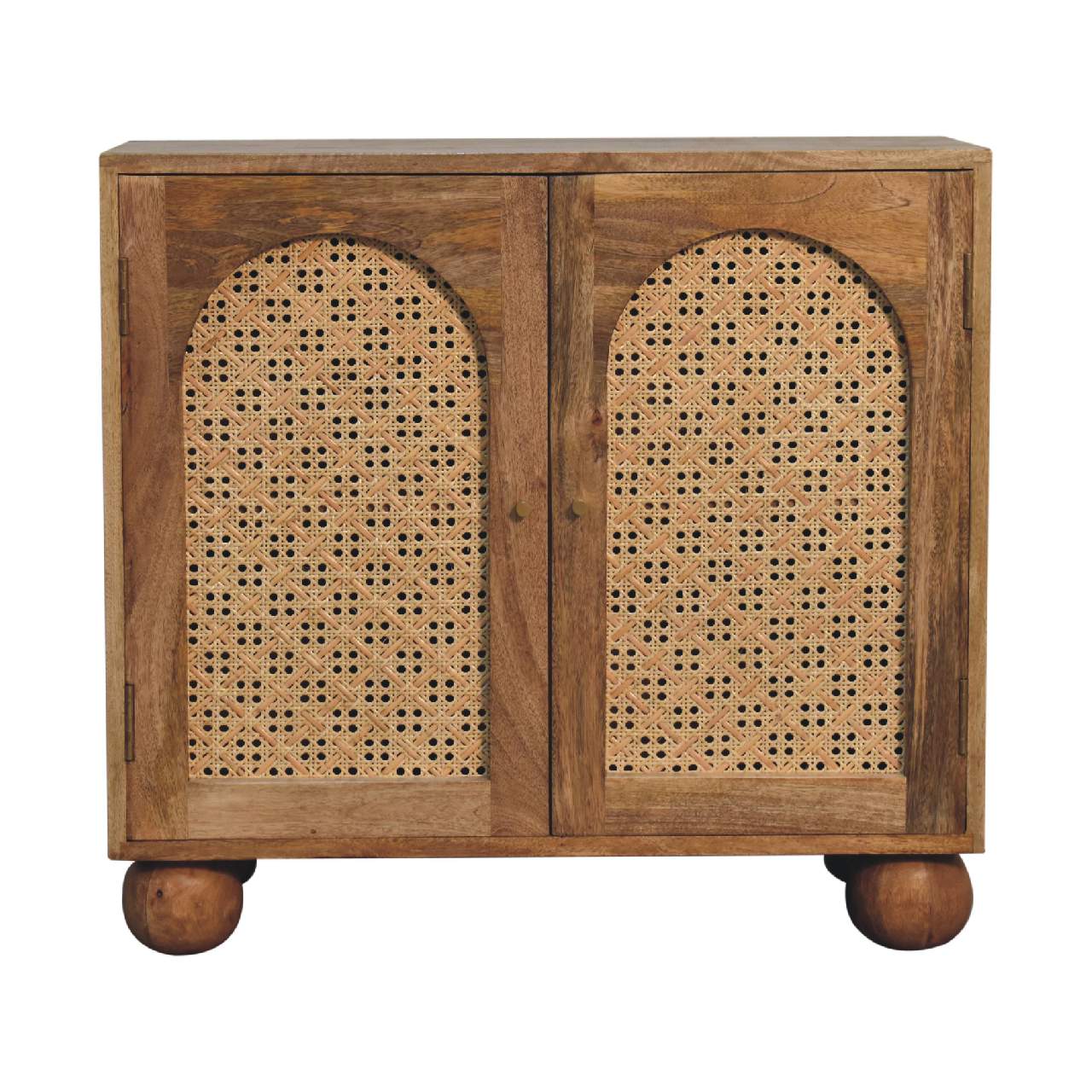 Cabinet with 2 Arch Woven Front Doors and Ball Feet - Cabinets
