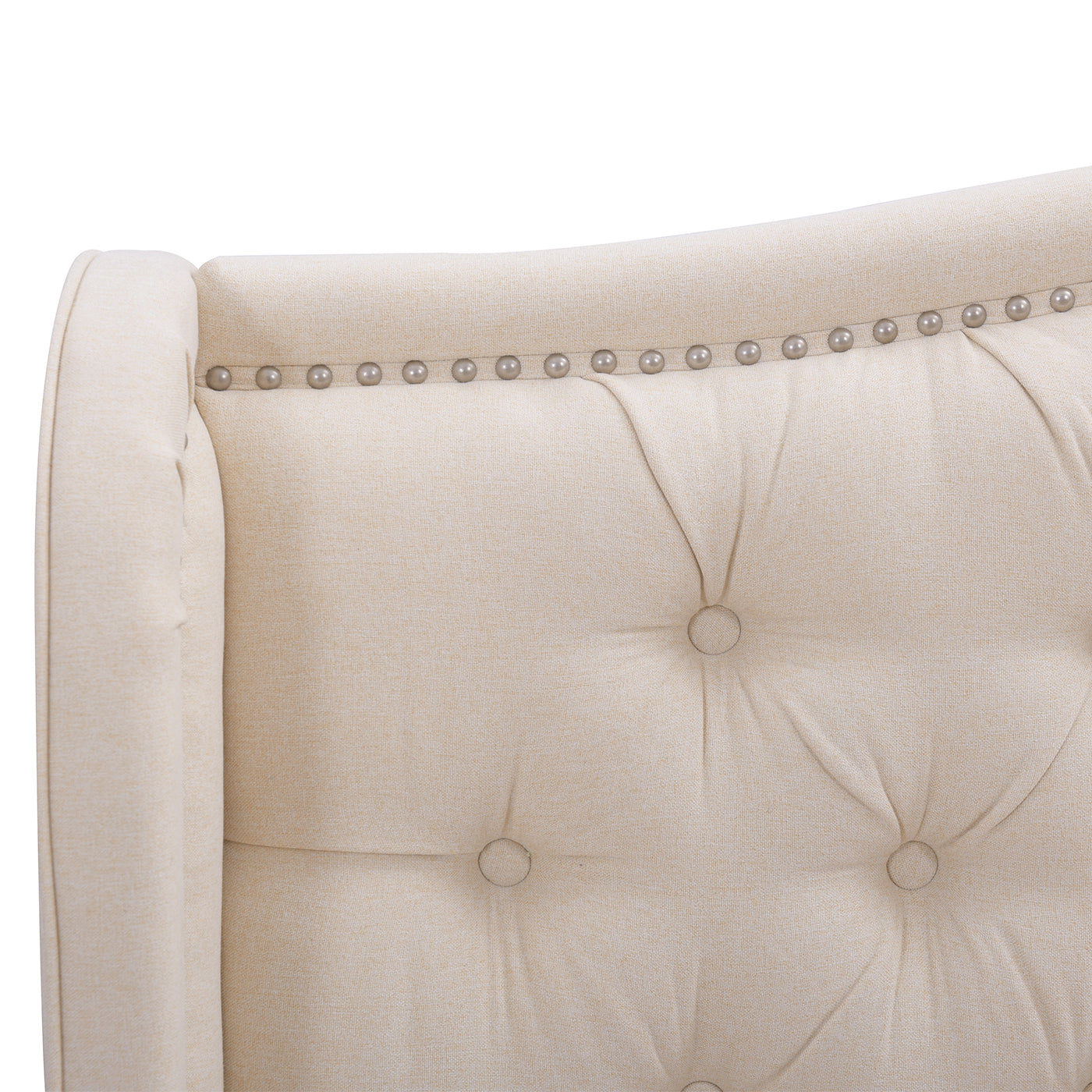 Queen Size Upholstered Bed with Button Tufting and Nailhead Trim
