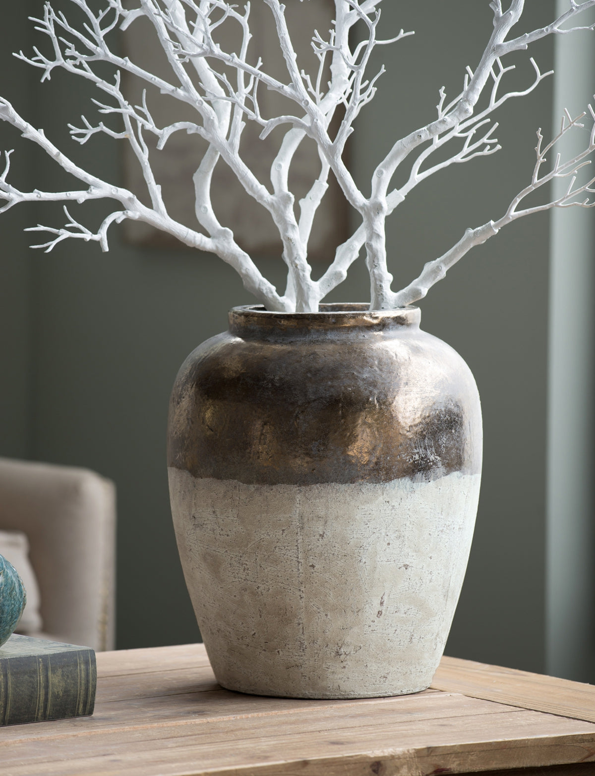 16" Round Sienna Brown Ceramic Accent Vase
