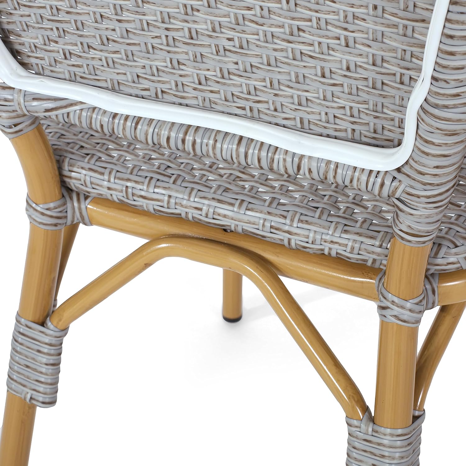 Eternity Bistro Chair with Rattan Back and Aluminum Frame, Set of 2
