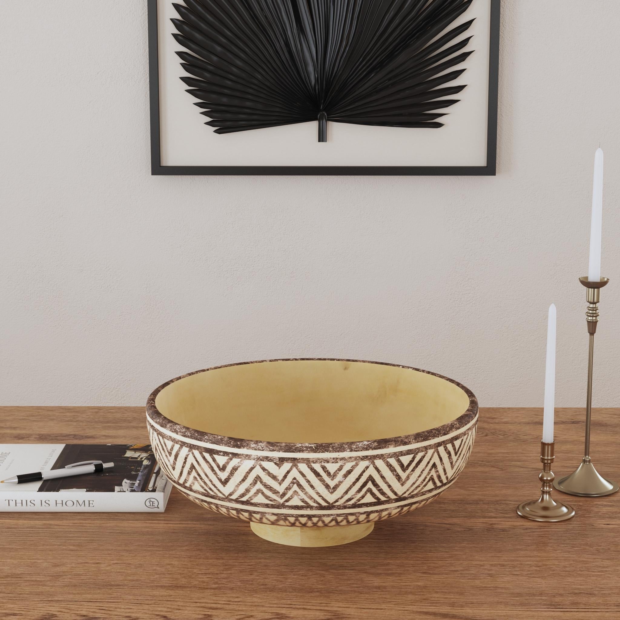 Terracotta Linear Abstract Decorative Bowl
