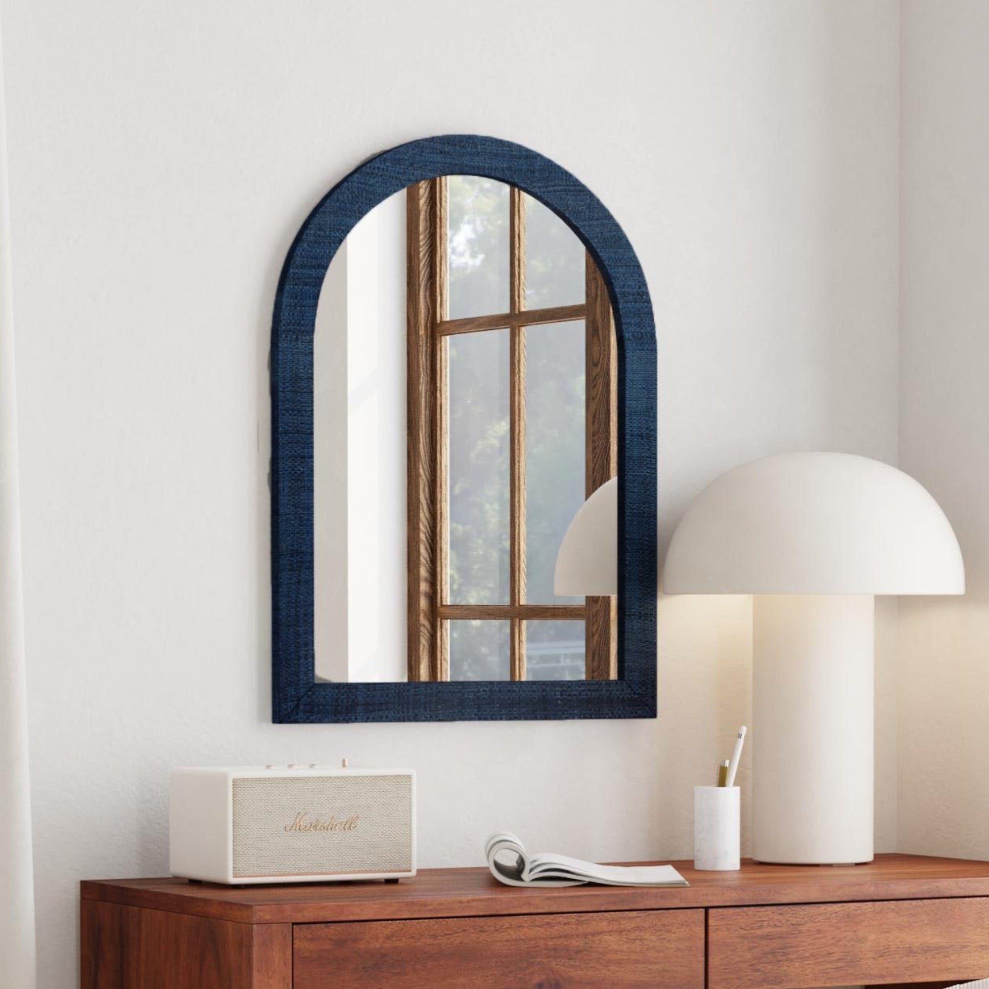 Gia Raffia Wrapped Arched Mirror