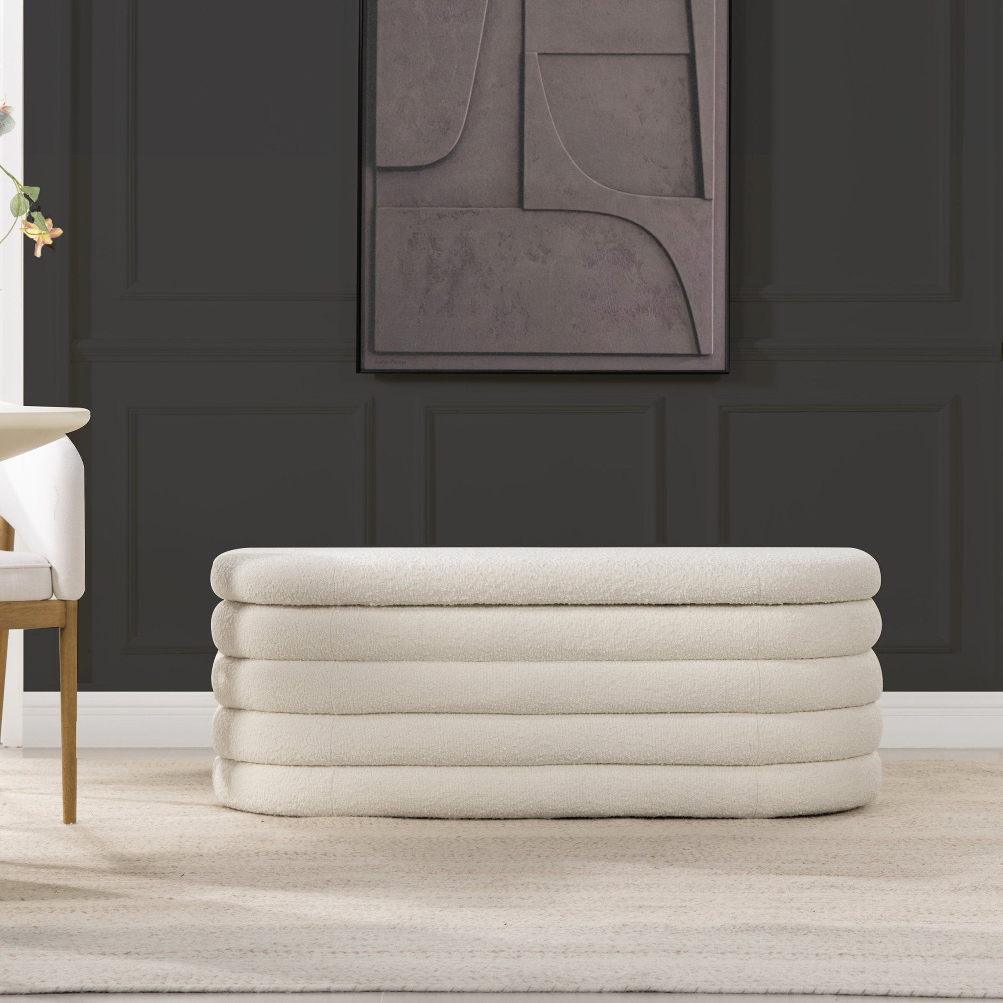 Capstone Oval Lid - Up Upholstered Storage Bench with Horizontal Tufting - Storage Benches & Ottomans